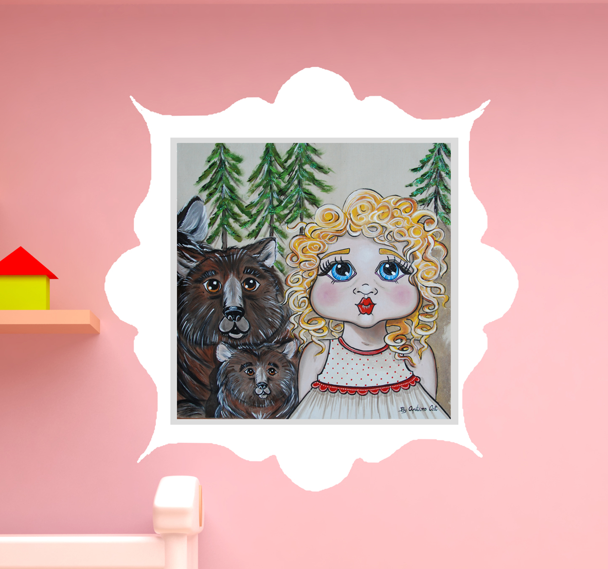 Muursticker kinderen sprookje Goudlokje