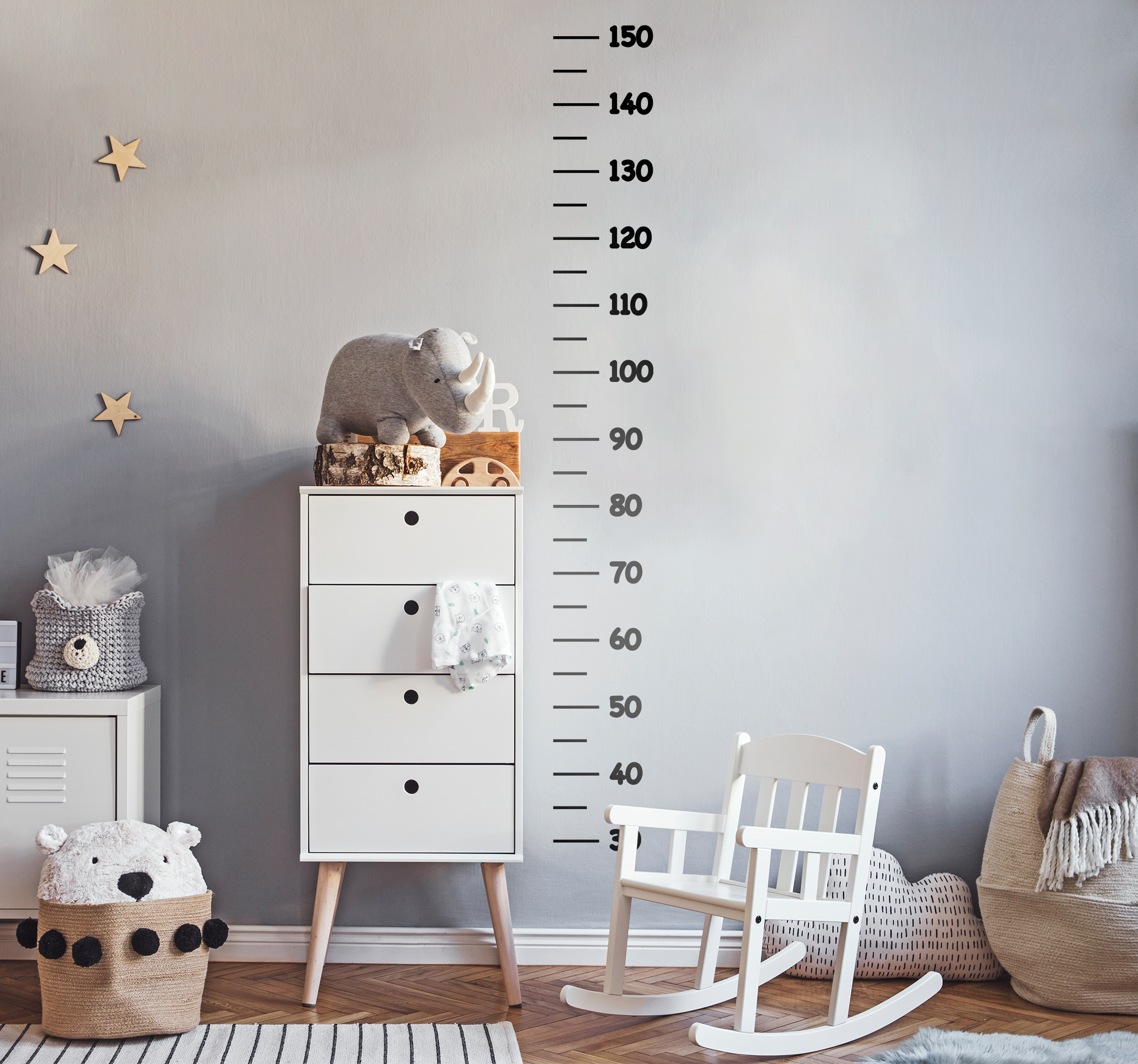 Minimalistisch muursticker groeimeter