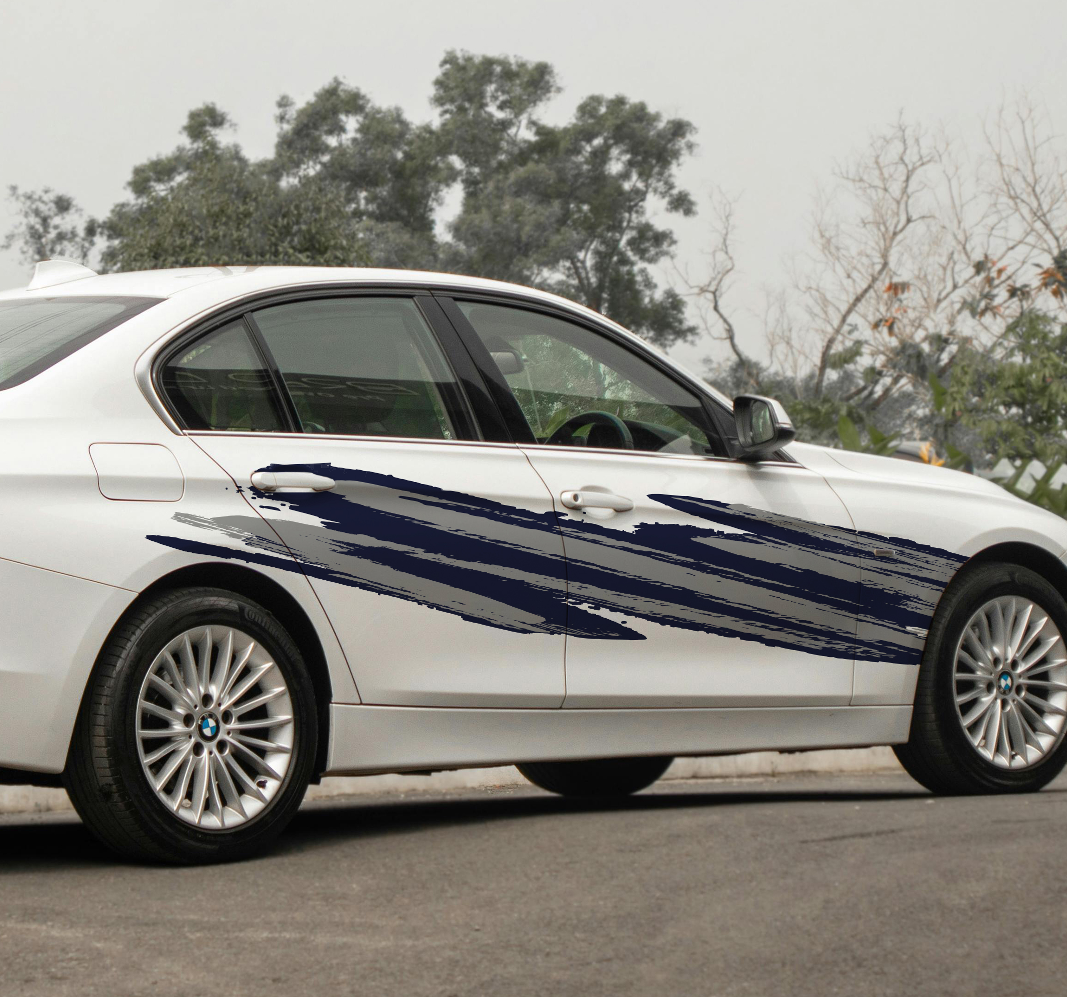 Twee tinten borstel ontwerp set auto sticker