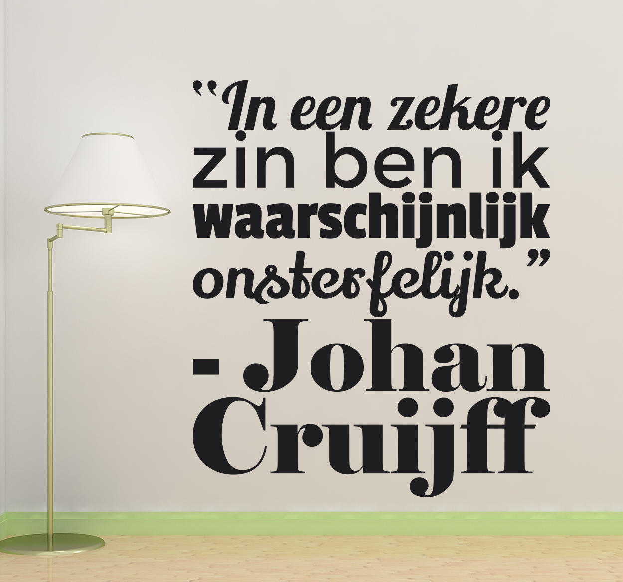 Muursticker voetbal tekst woonkamer Johan Cruijff onsterfelijk