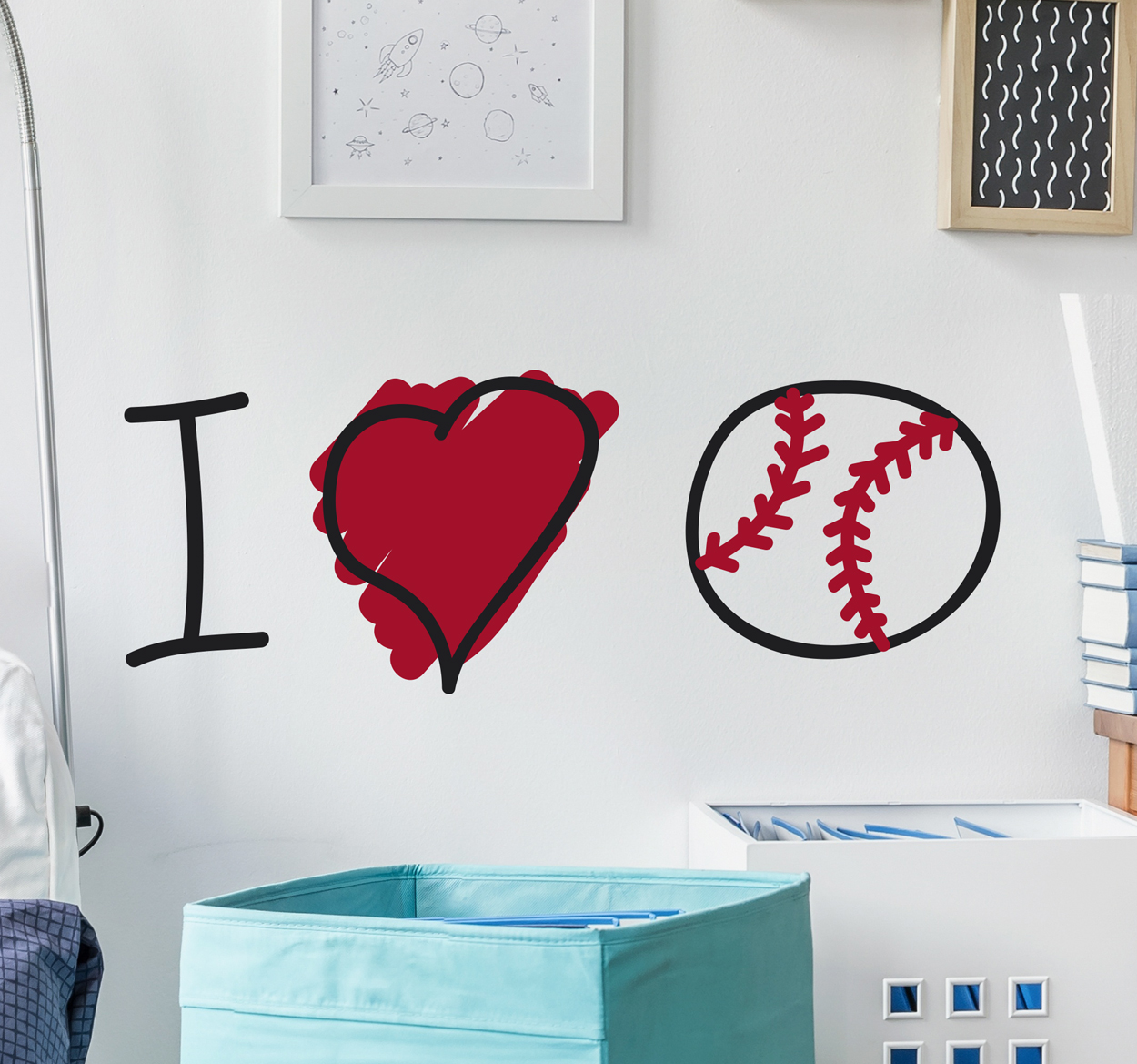 Muursticker I love Baseball