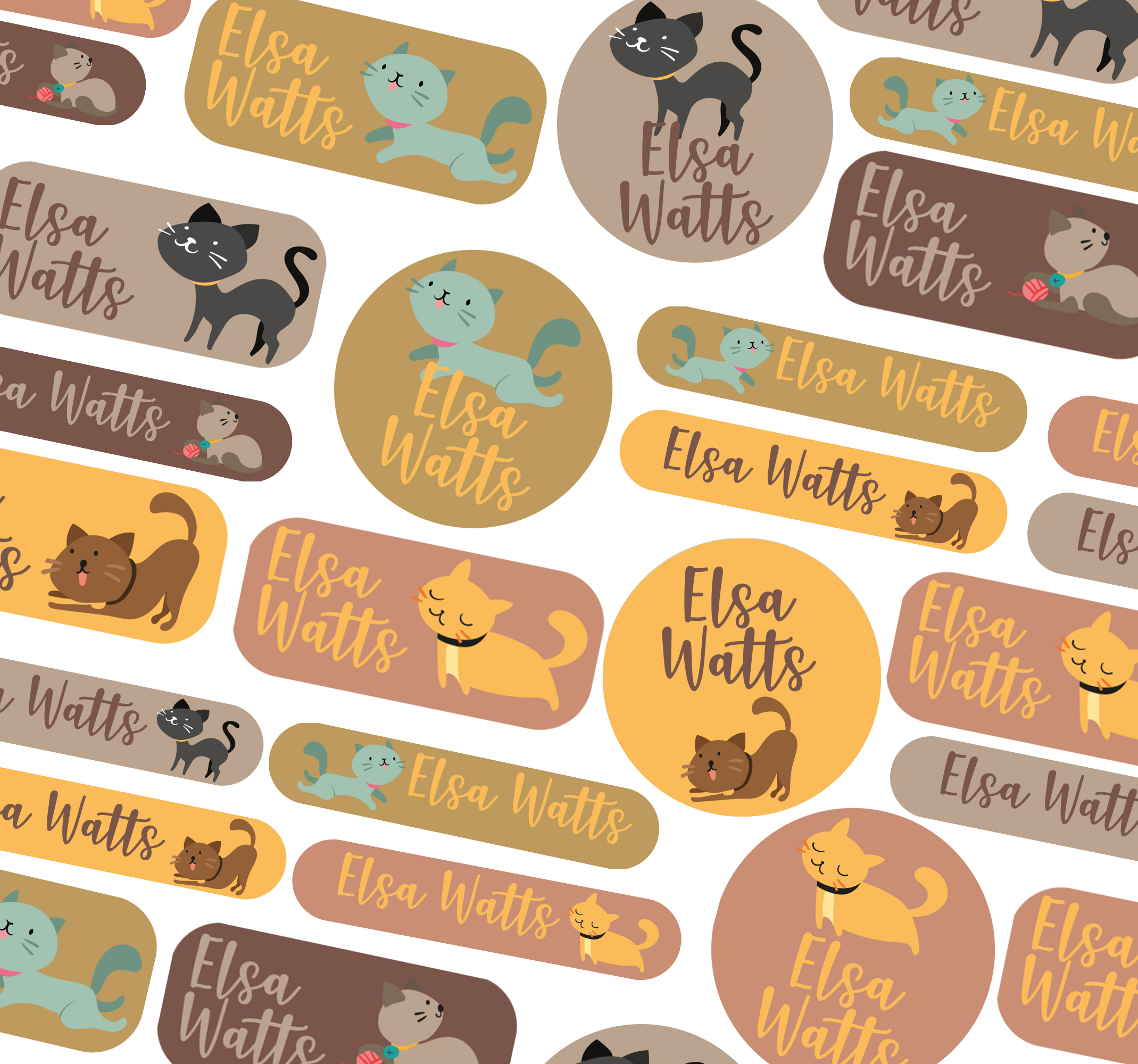Katten school ontwerpen gepersonaliseerde sticker