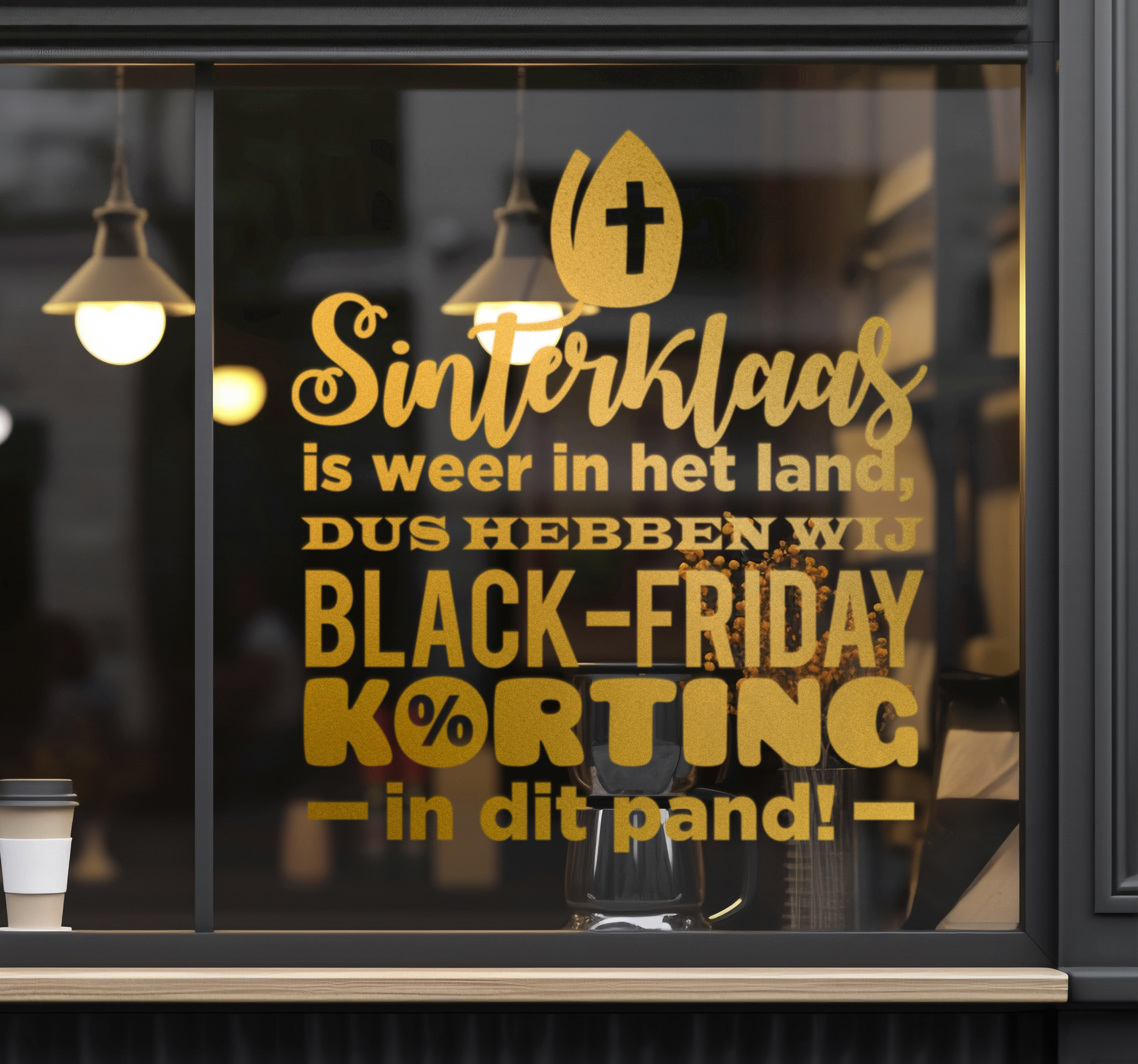 Sinterklaas in het land korting in dit pand Black Friday sticker