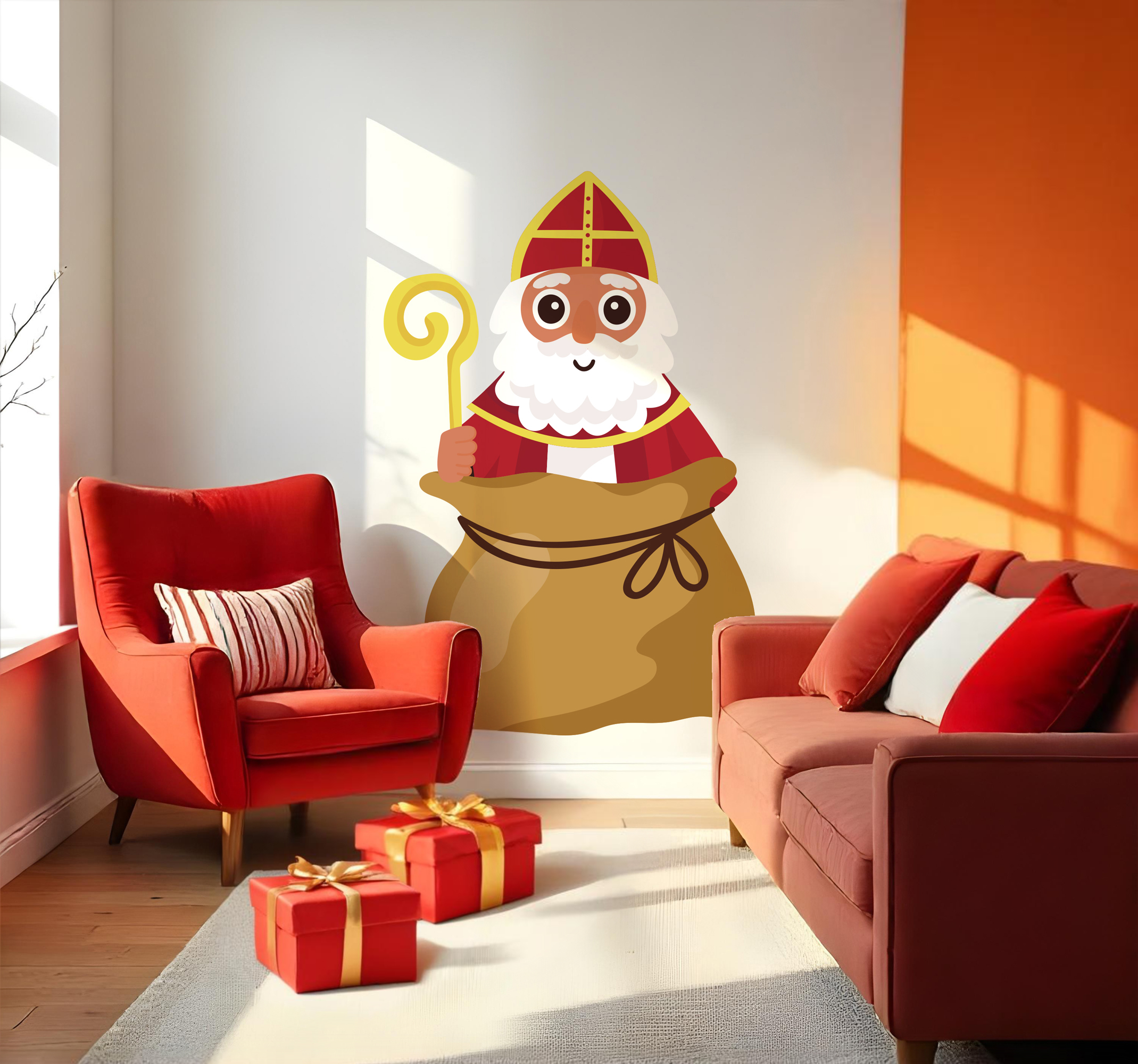 Sint uit zak sinterklaas sticker