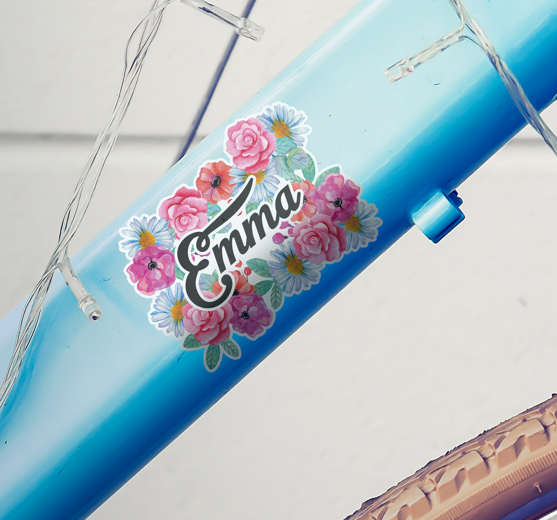 Bloemen Fiets naamsticker