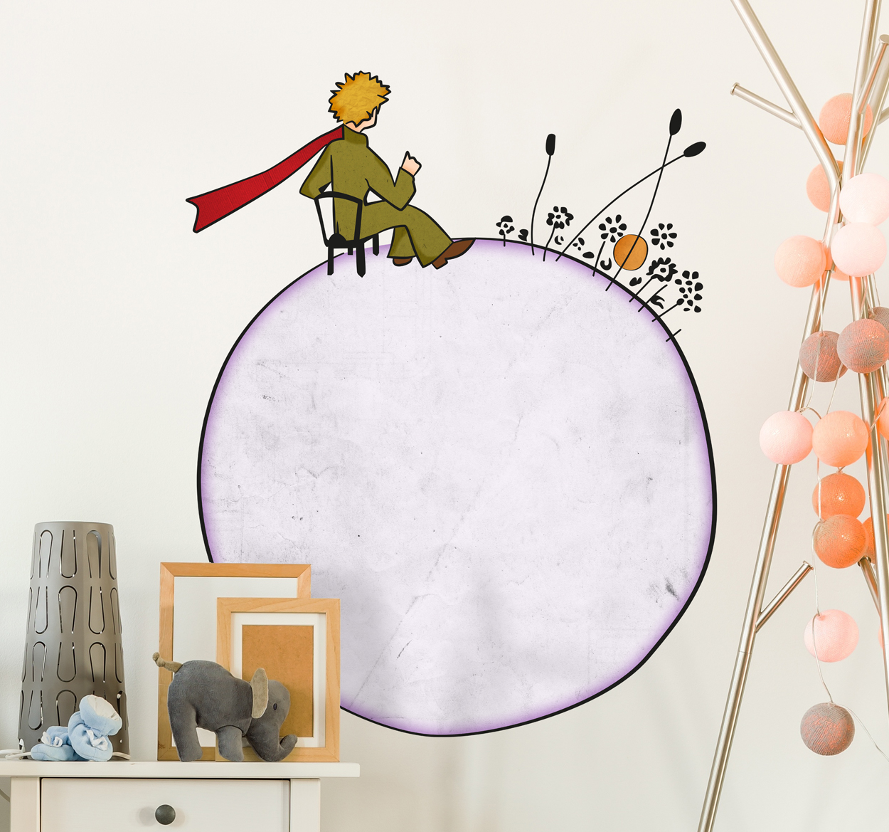 Sticker De Kleine Prins op zijn wereld