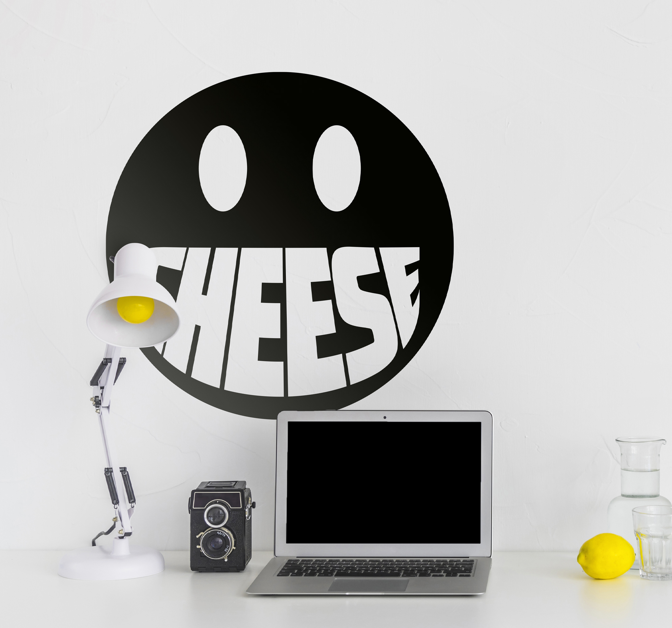 Sticker say cheese smilie