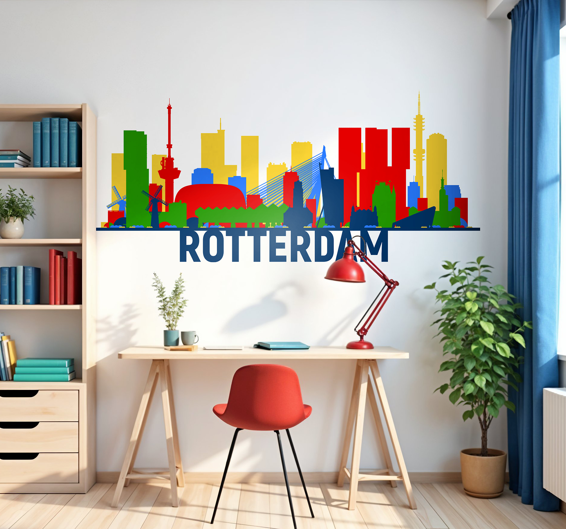 Rotterdam skyline gekleurd sticker landen en steden