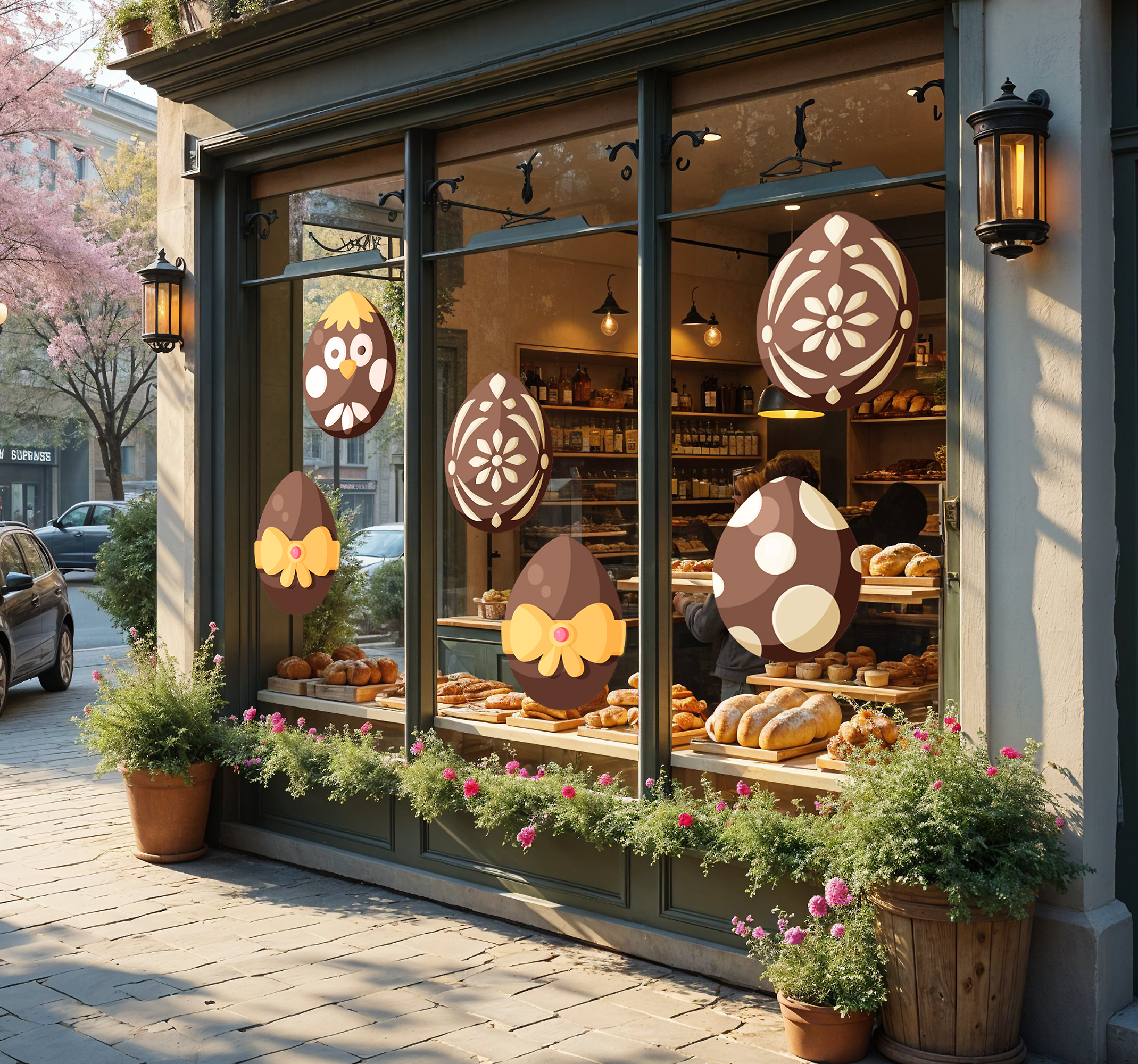 Chocolade paaseieren etalage sticker