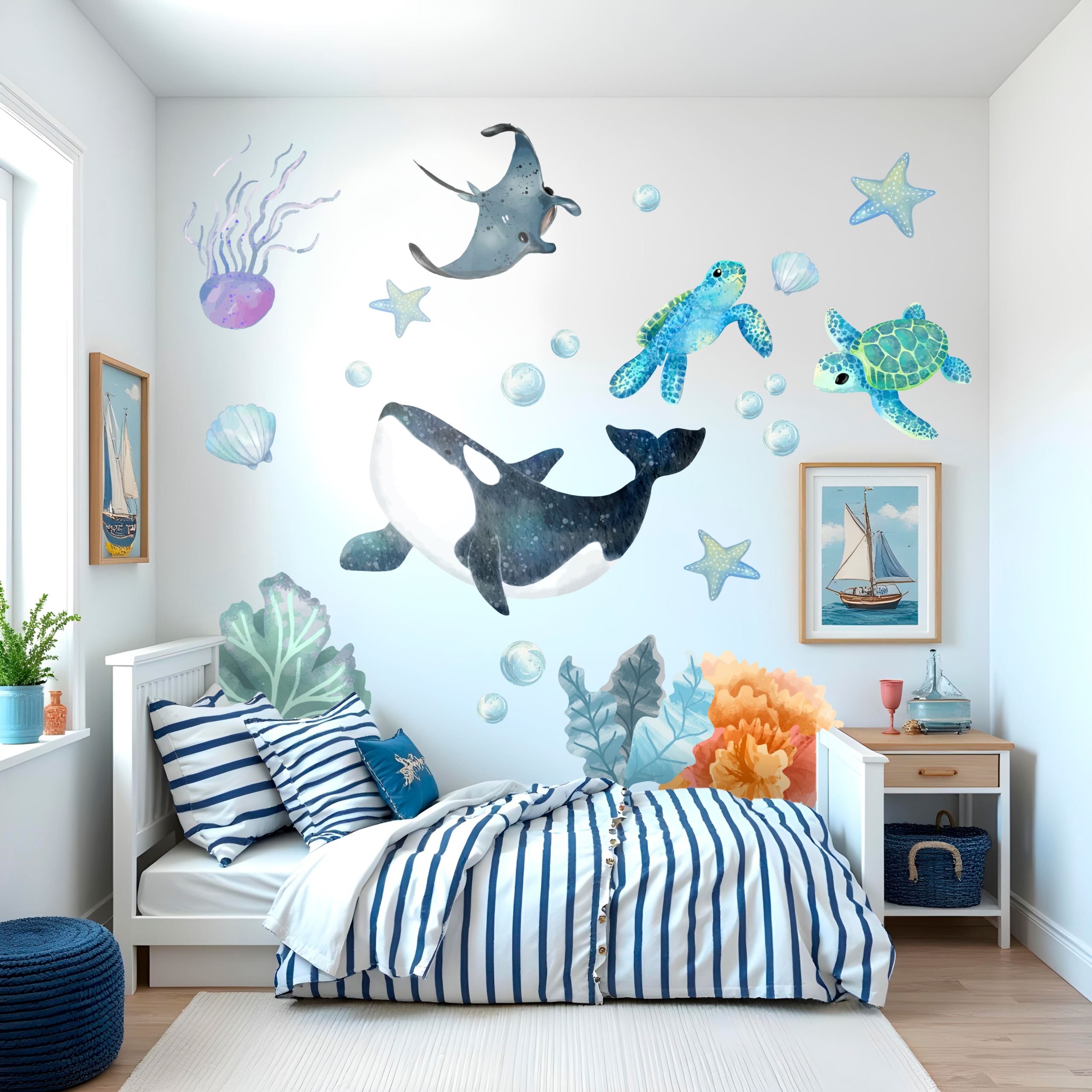 Aquarel onderwatermotief muursticker