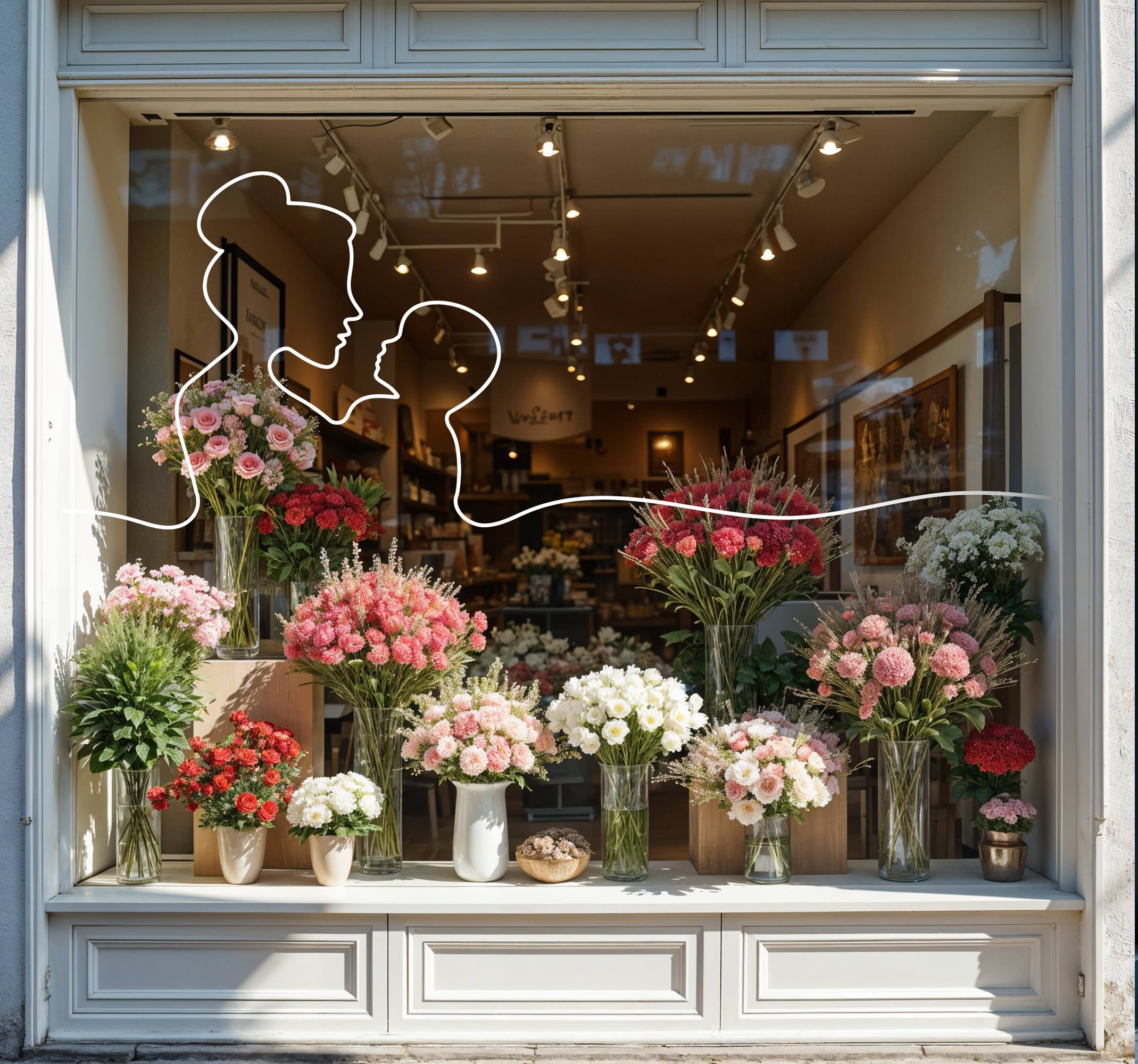 Lijnkunst moeder etalage sticker