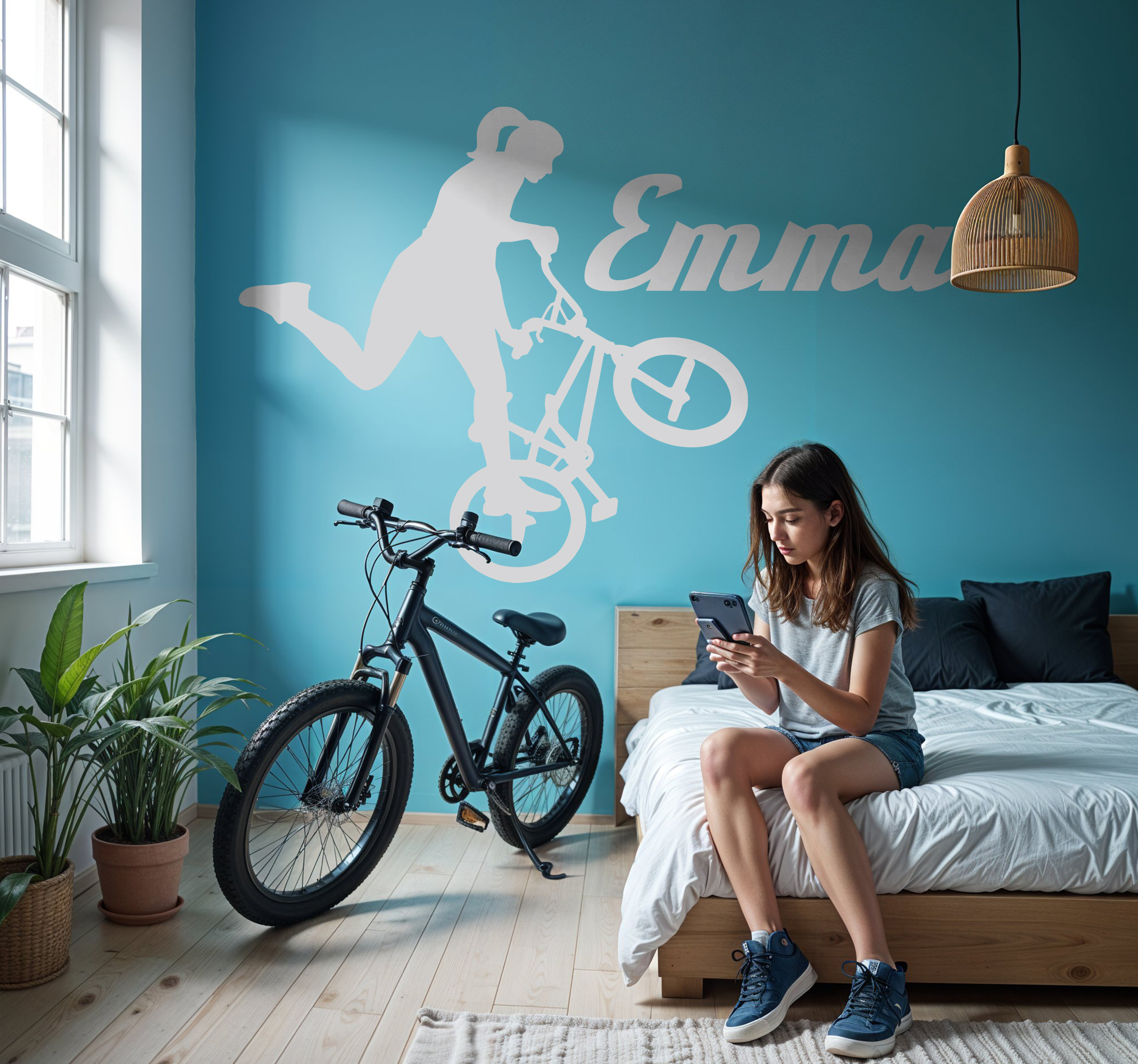 Vrije stijl damesfiets fiets sticker