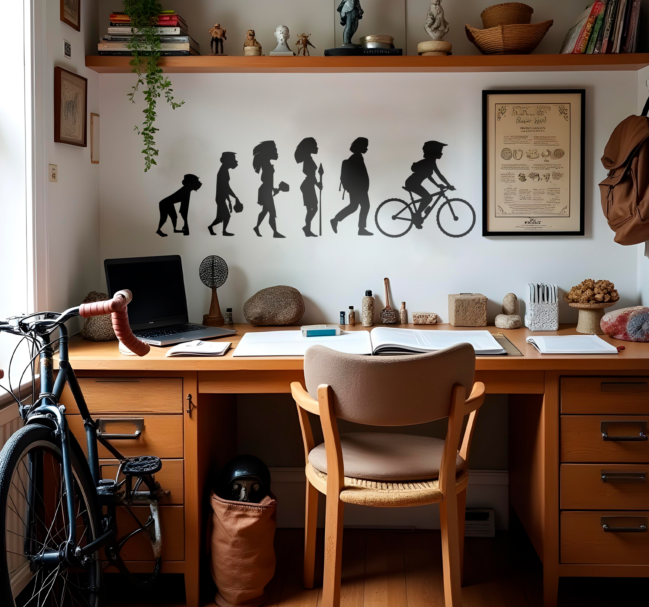 Evolutie van vrouwen fiets sticker