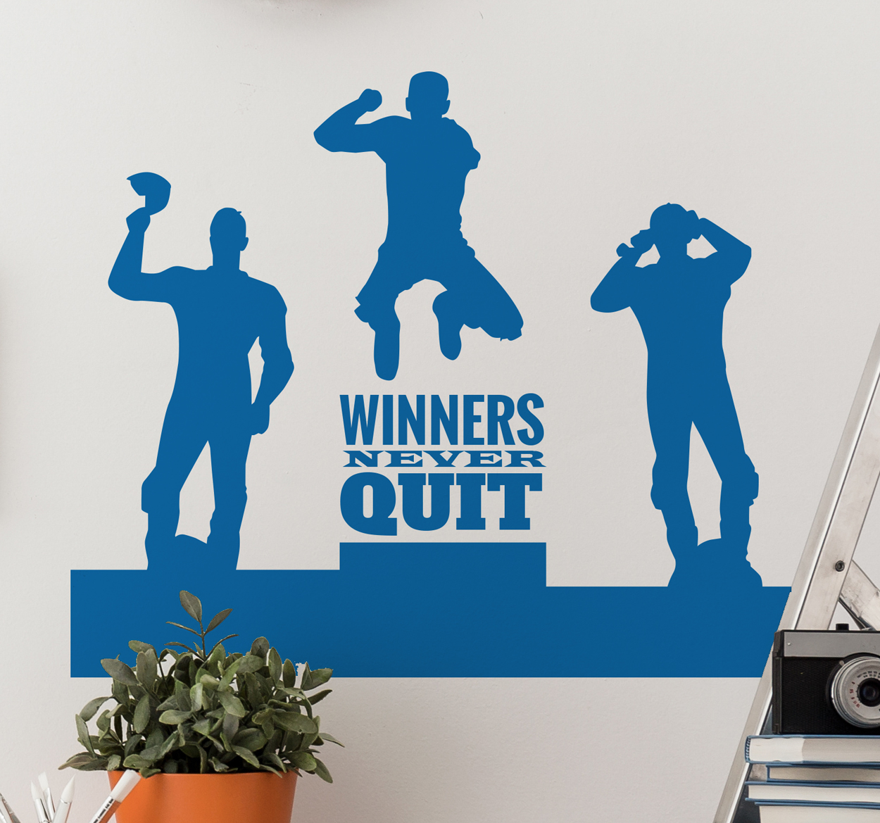 Muursticker Winners never quit