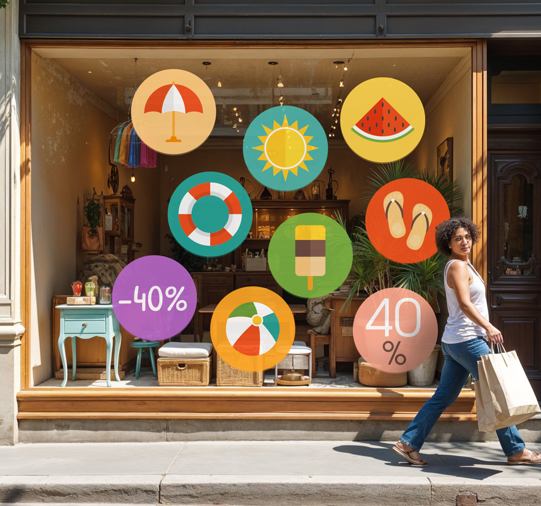 Kleurrijke zomerkortingen korting sticker