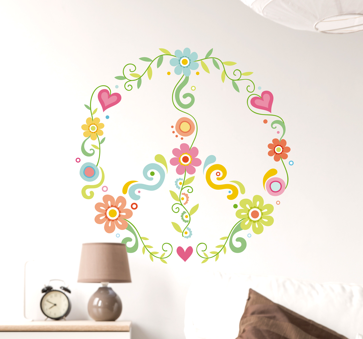 Bloemen muursticker hippie logo