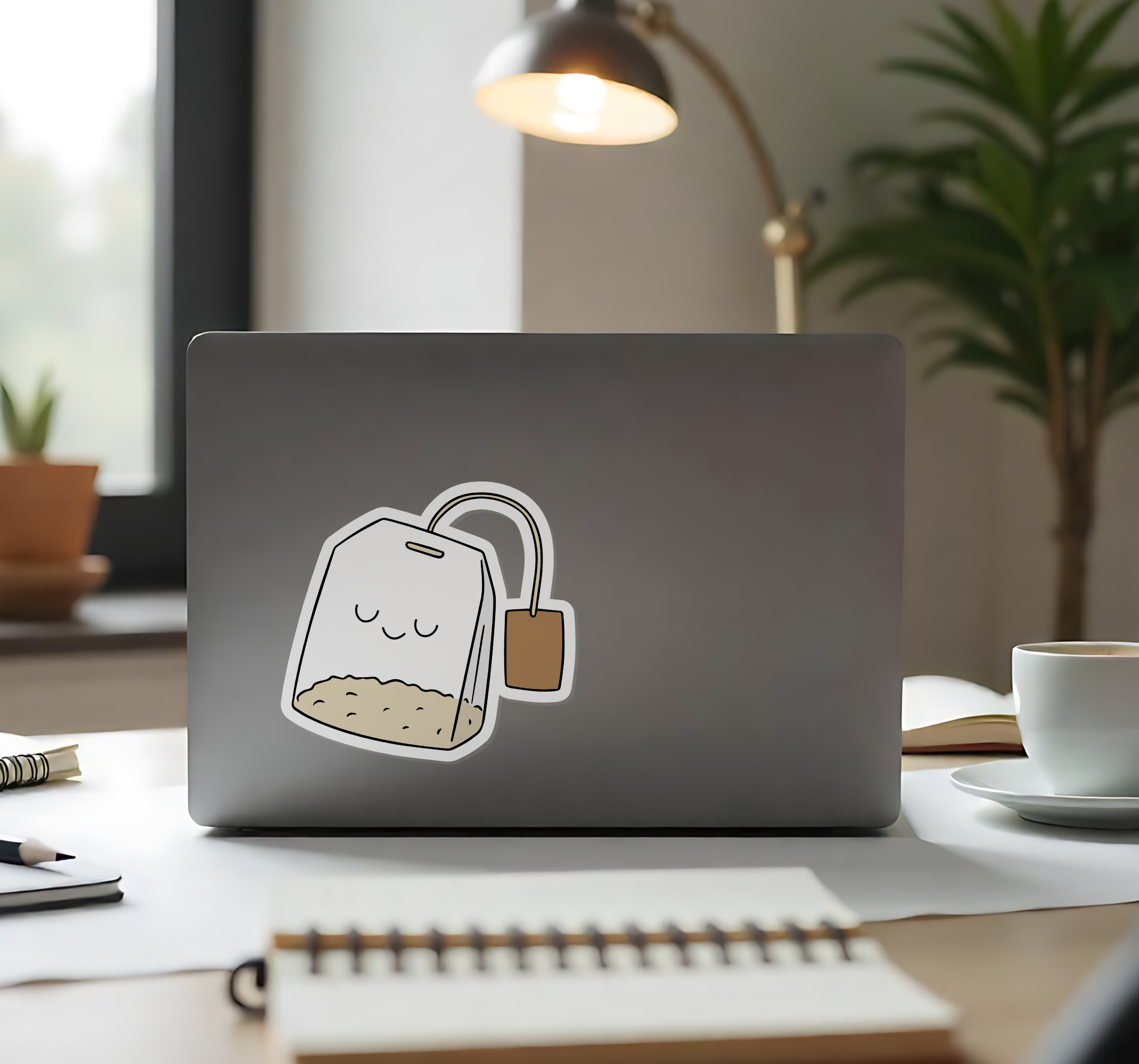 Vrolijke theezakje laptop sticker