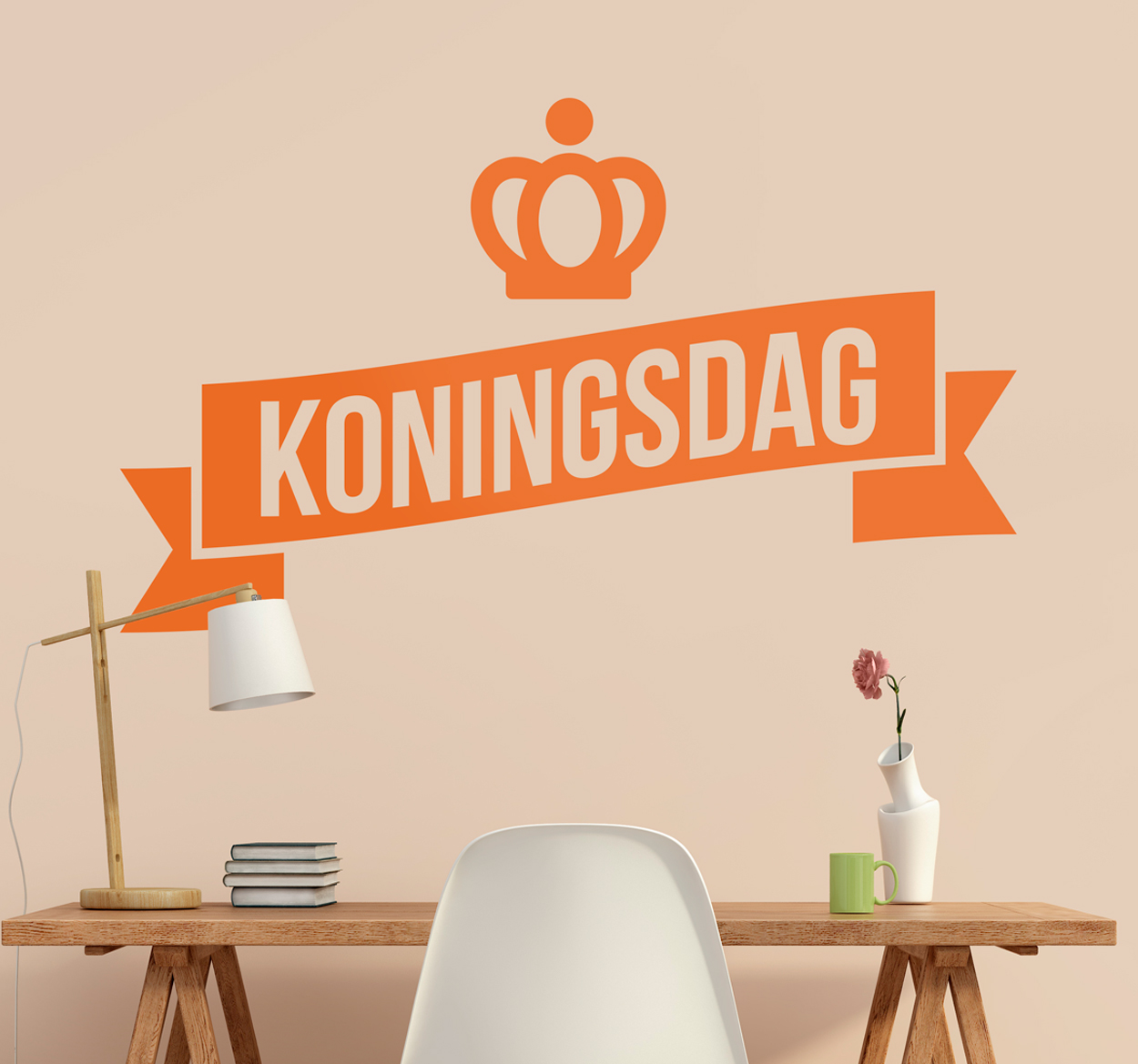 Muursticker koningsdag oranje