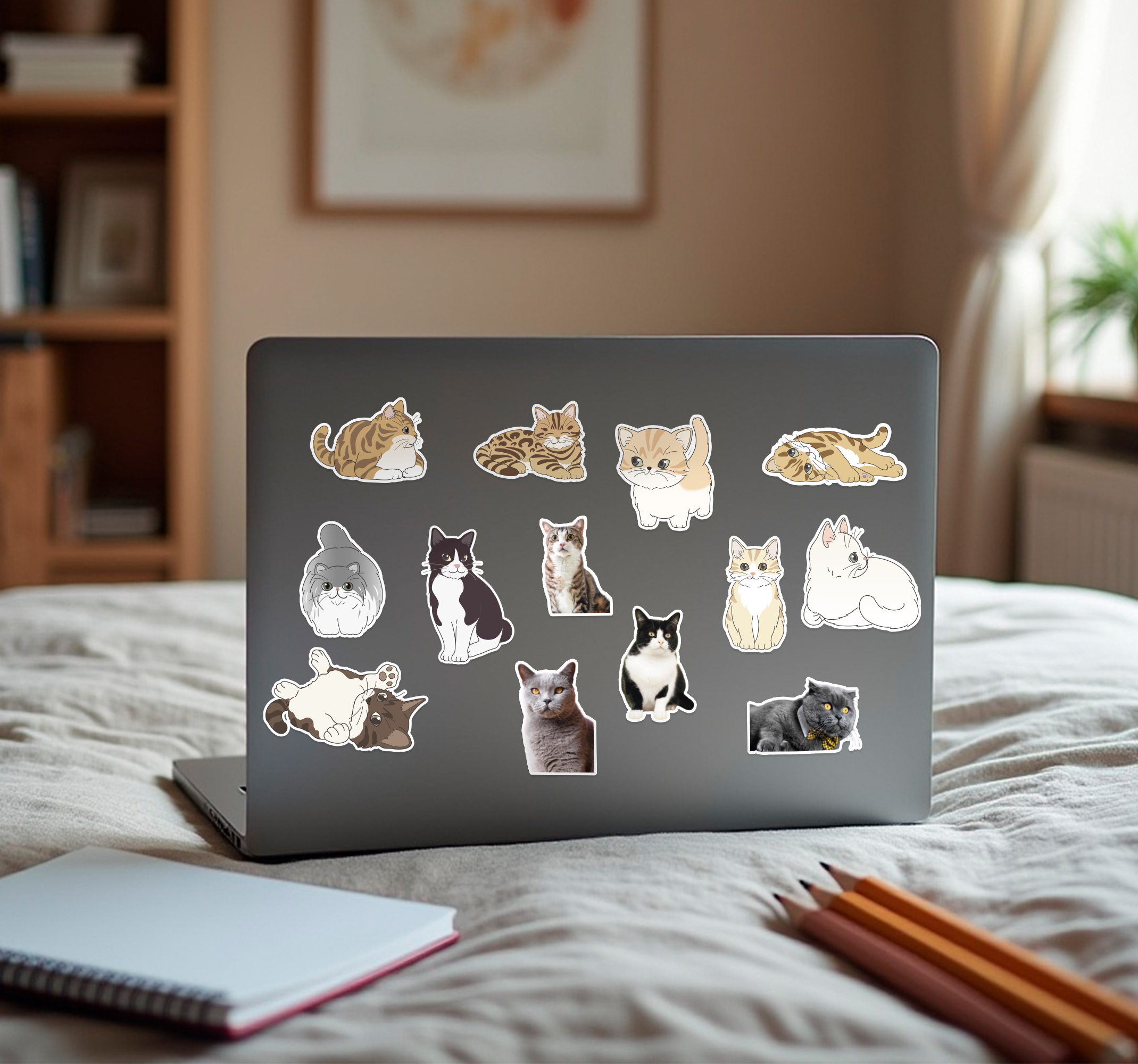 Kleine katten stickerset laptop sticker