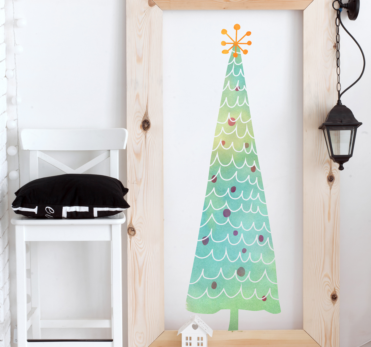 Kerstboom sticker kleurig