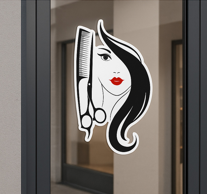 Logo van een kapsalon fashion sticker