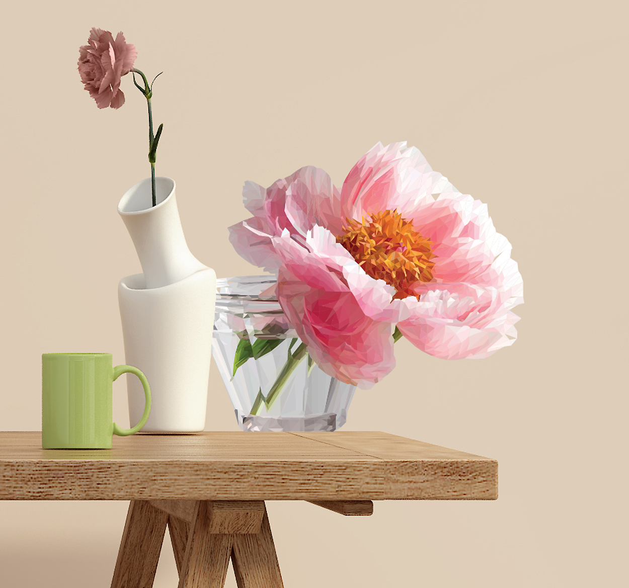 Muursticker glazen pot met bloem