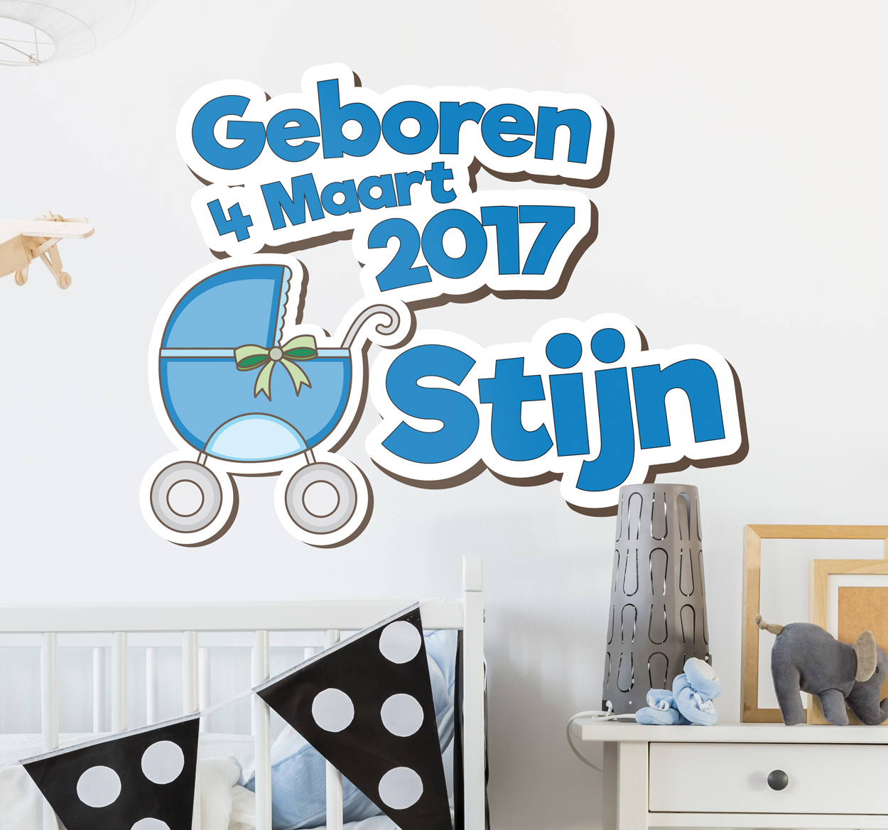 Geboortesticker naam datum jongetje
