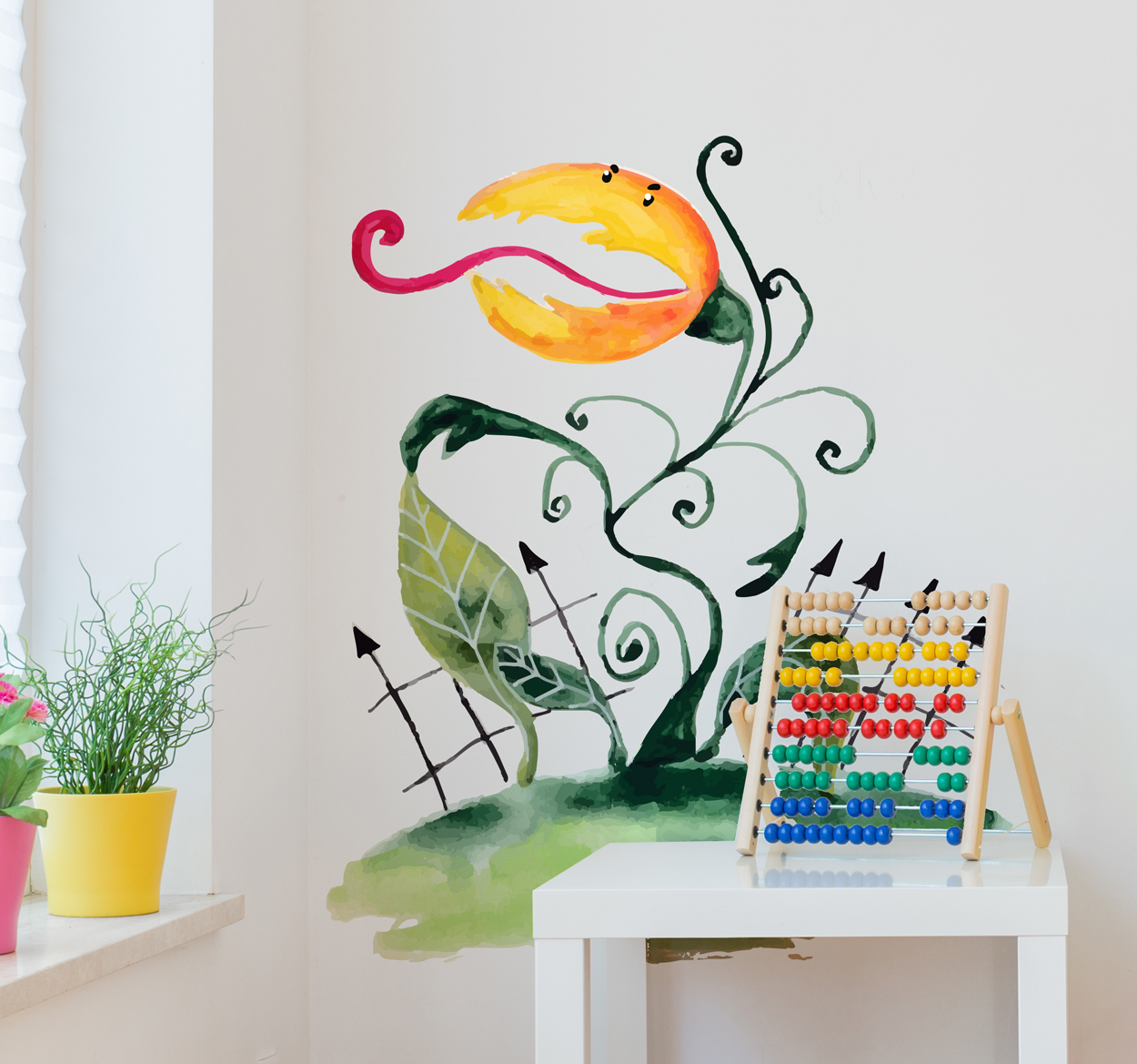 Muursticker tekening vleesetende plant