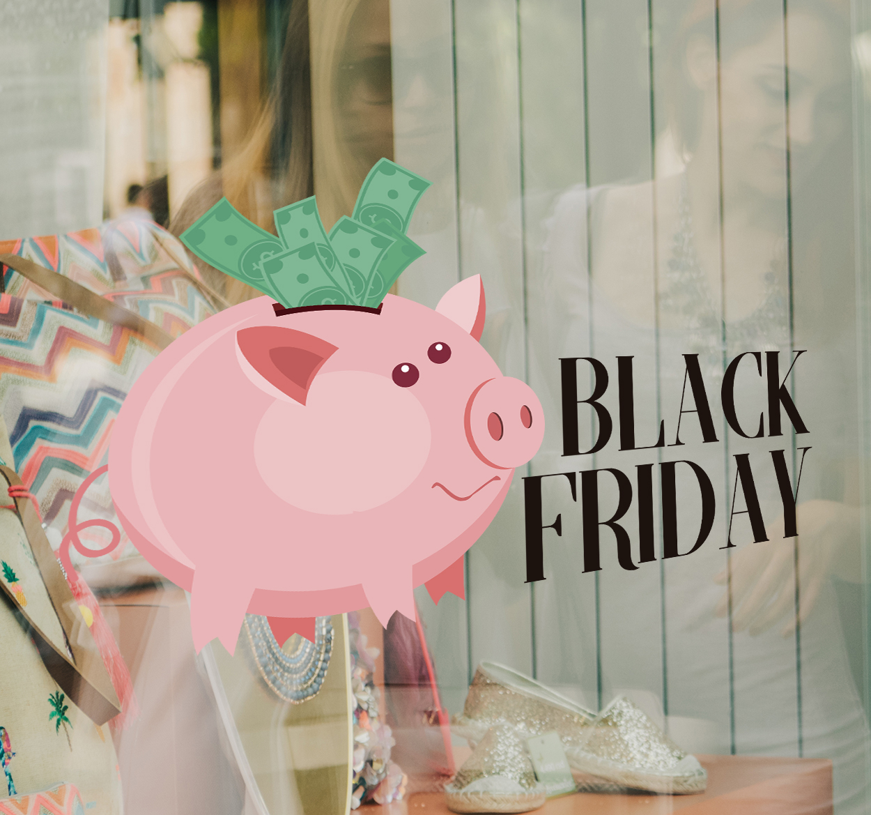 Raamsticker Black Friday spaarvarken