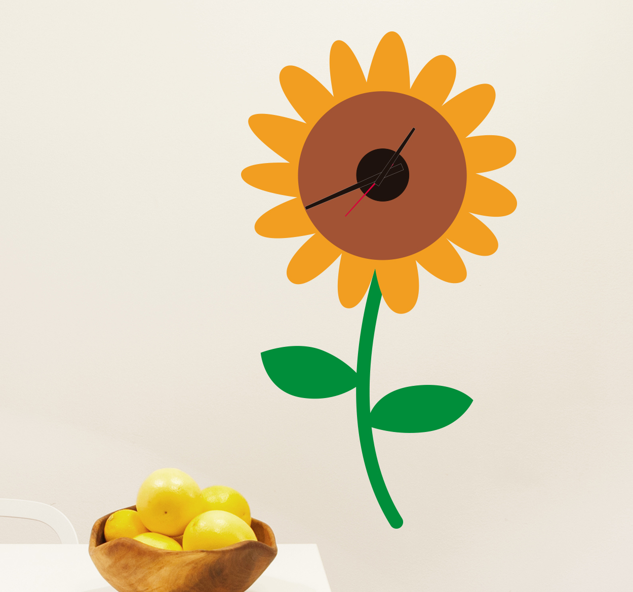 Klok sticker zonnebloem