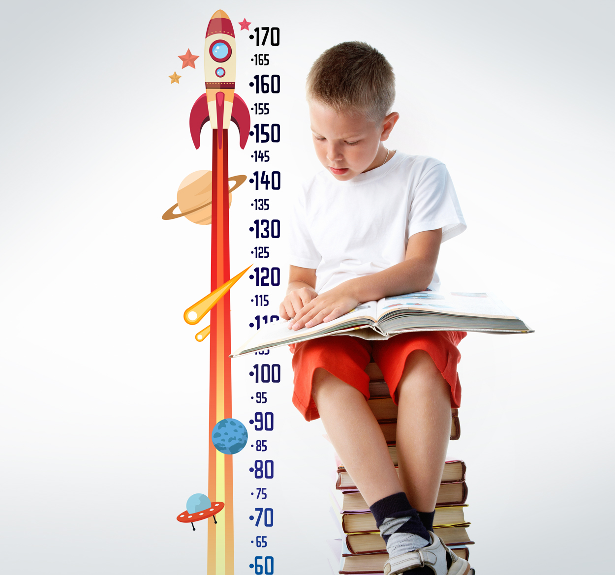 Muursticker groeimeter raket