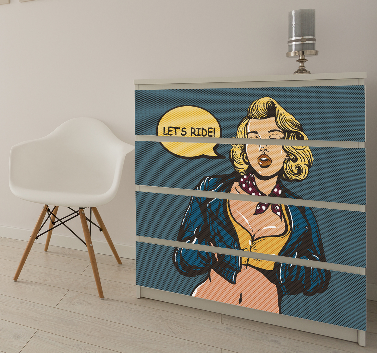 Meubel sticker pinup strip stijl