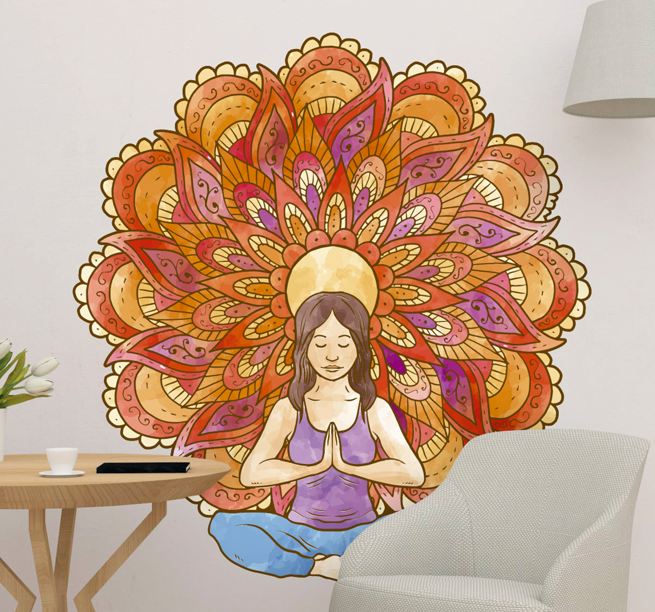 Muursticker mandala yoga