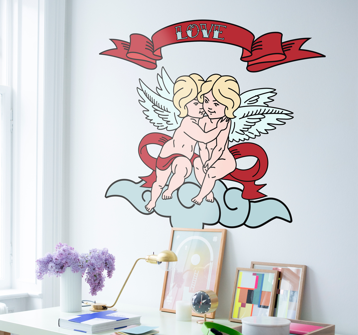 Muursticker engeltjes love