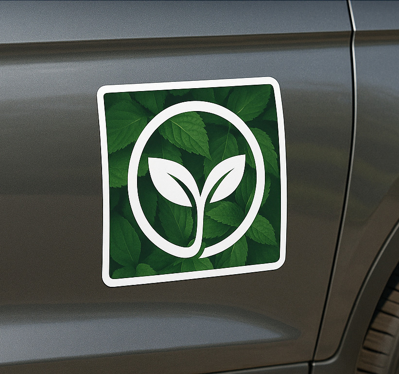 Aangepast logo verlaat achtergrond autosticker