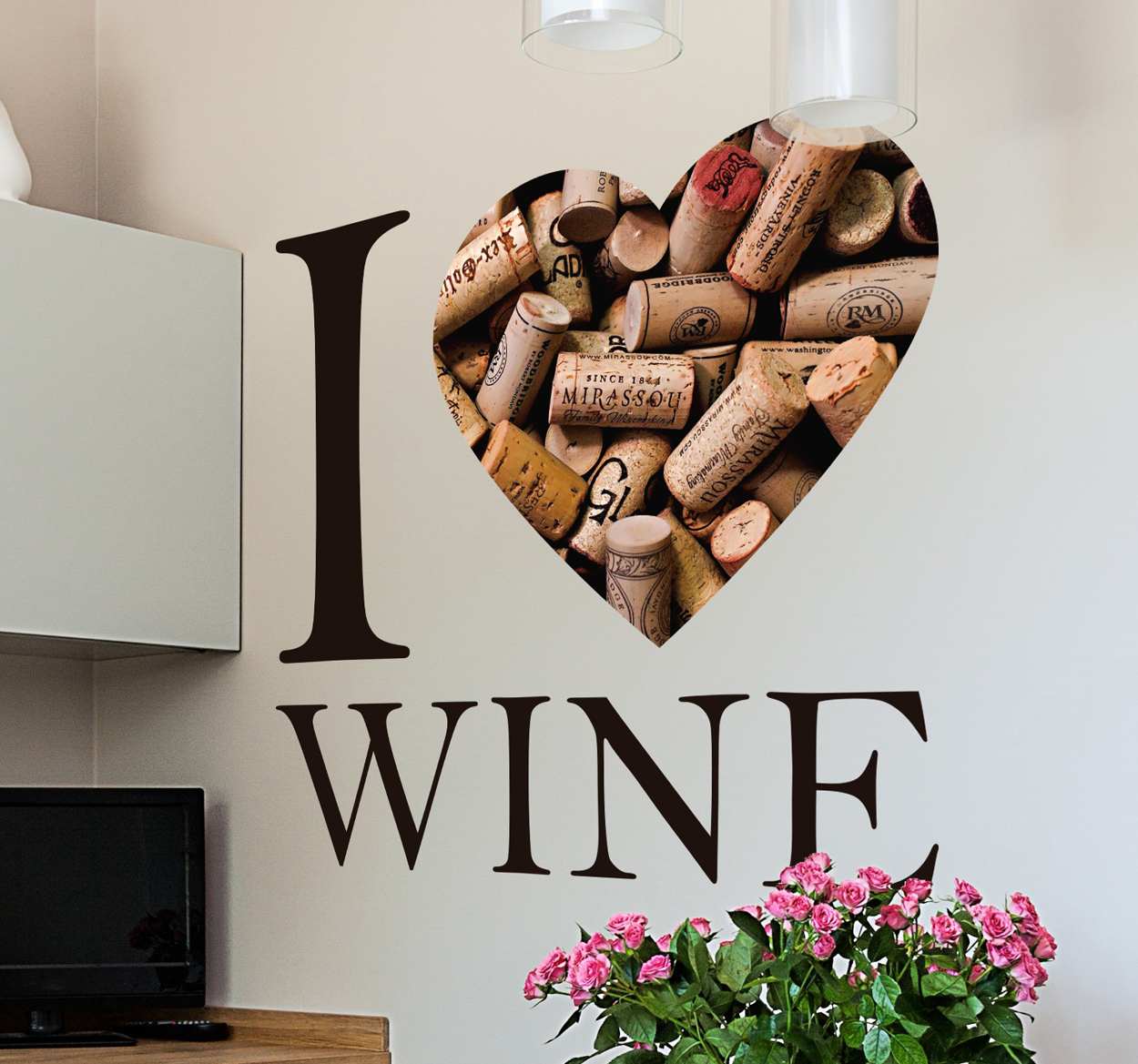 Muursticker kurken I love wine