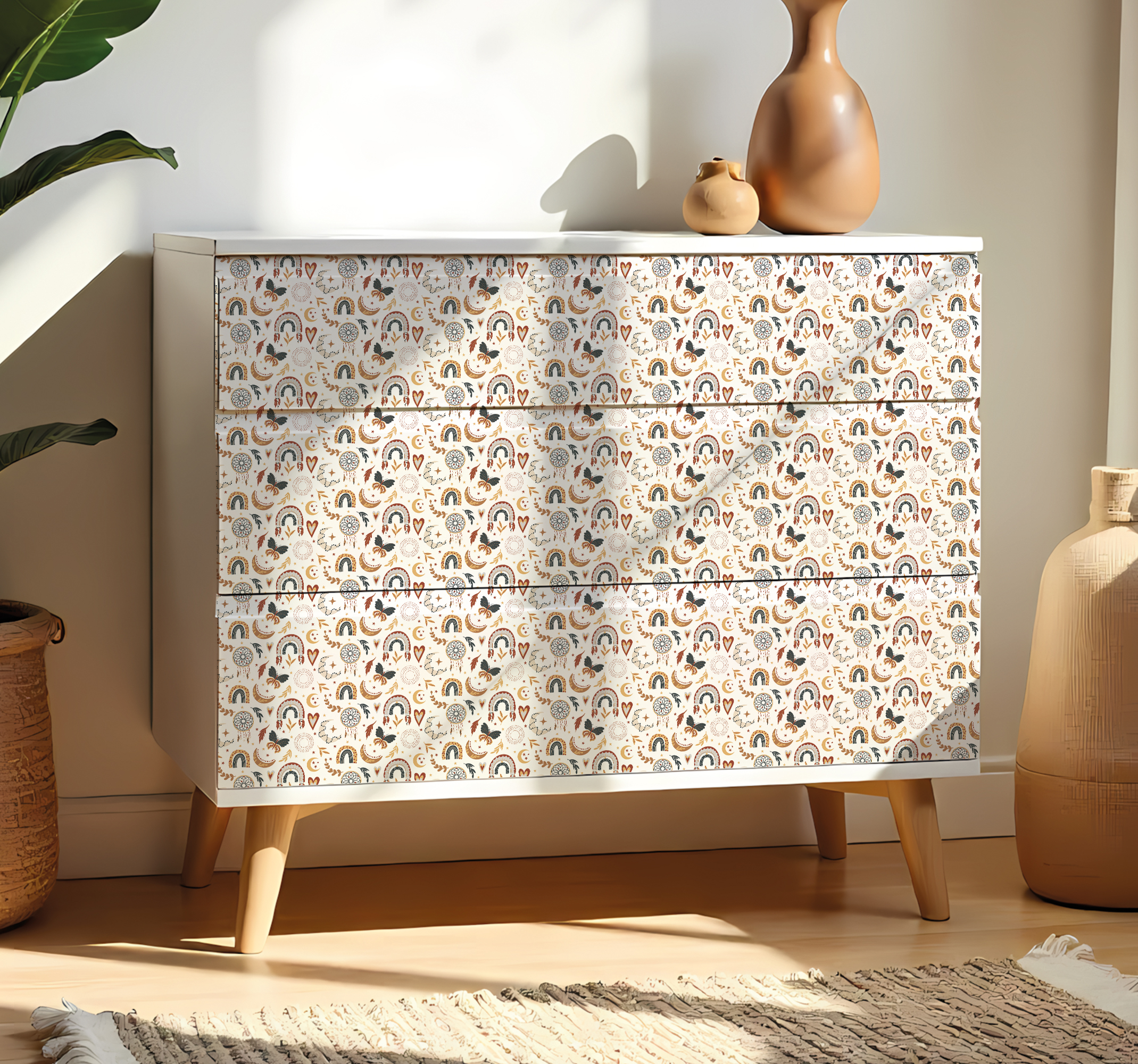 Meubel sticker boho kleurrijke regenbogen