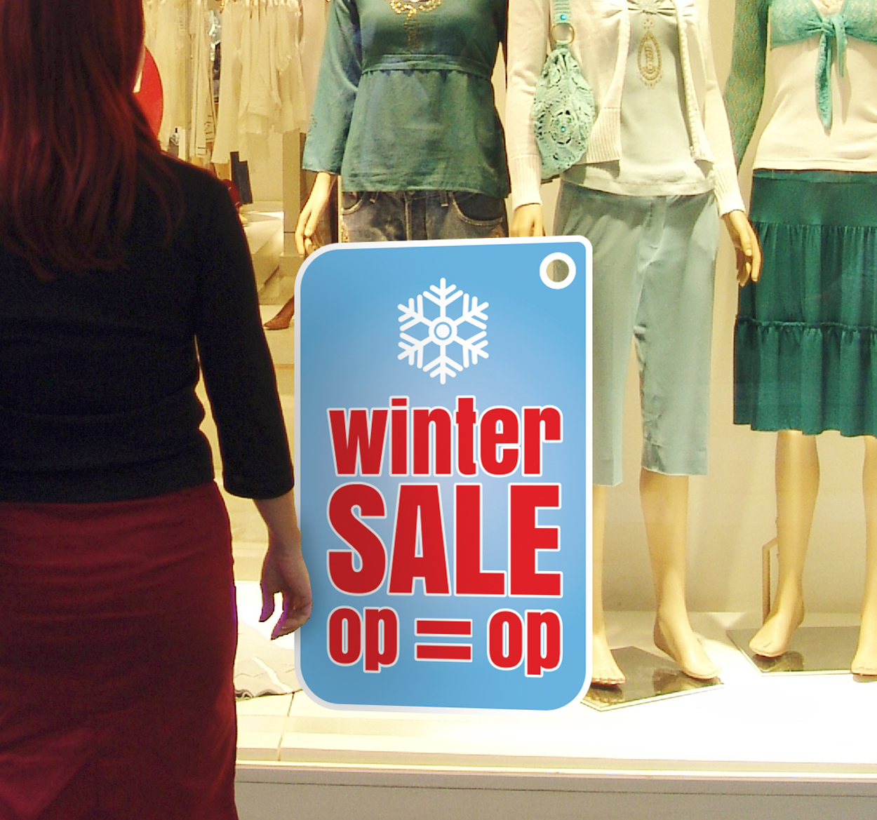 Reclame sticker winter sale op is op