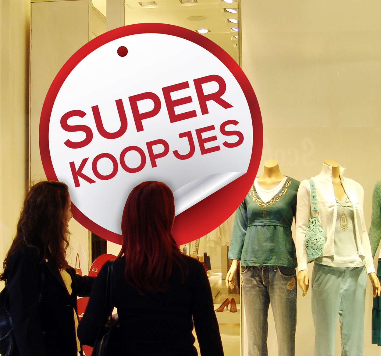 Winkelraam sticker super koopjes