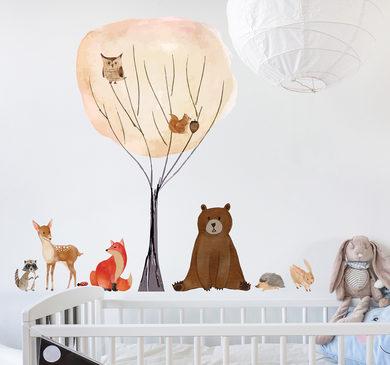 Muursticker kinderkamer met wilde dieren herfst