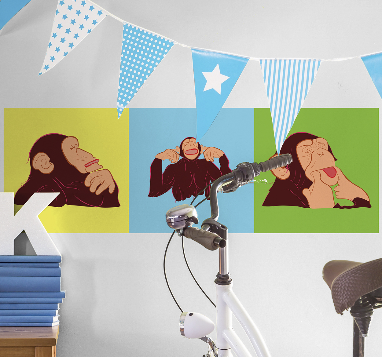 Muursticker apen popart