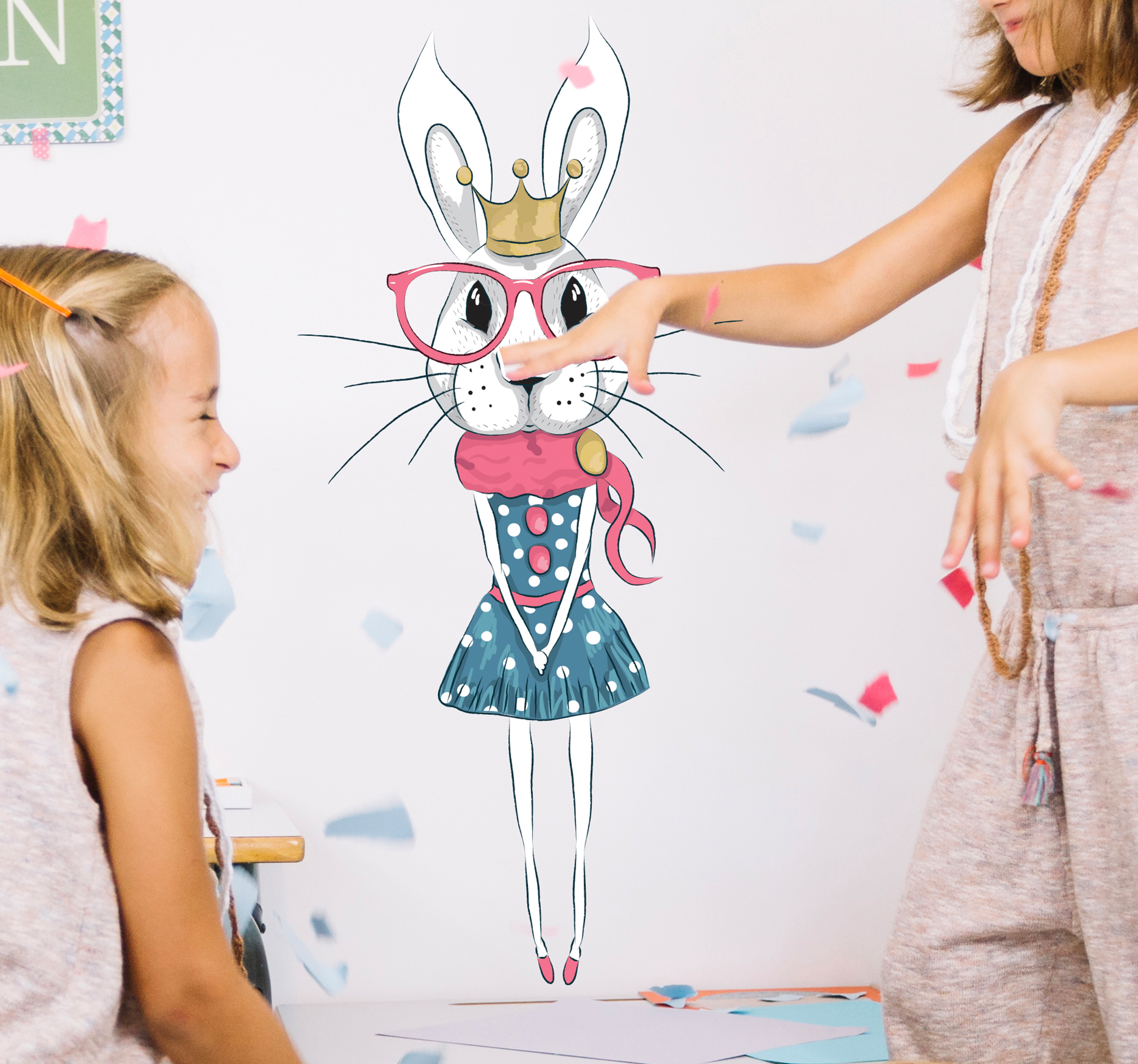 Muursticker trendy konijn