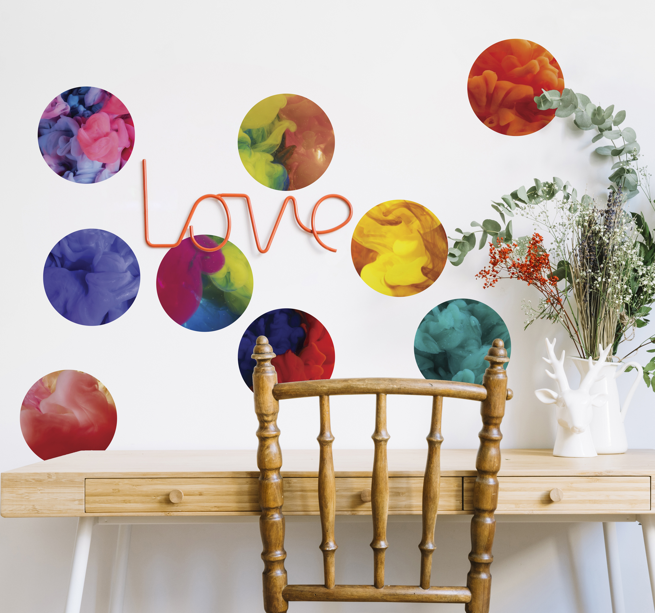 Stickerset cirkels gekleurde rook