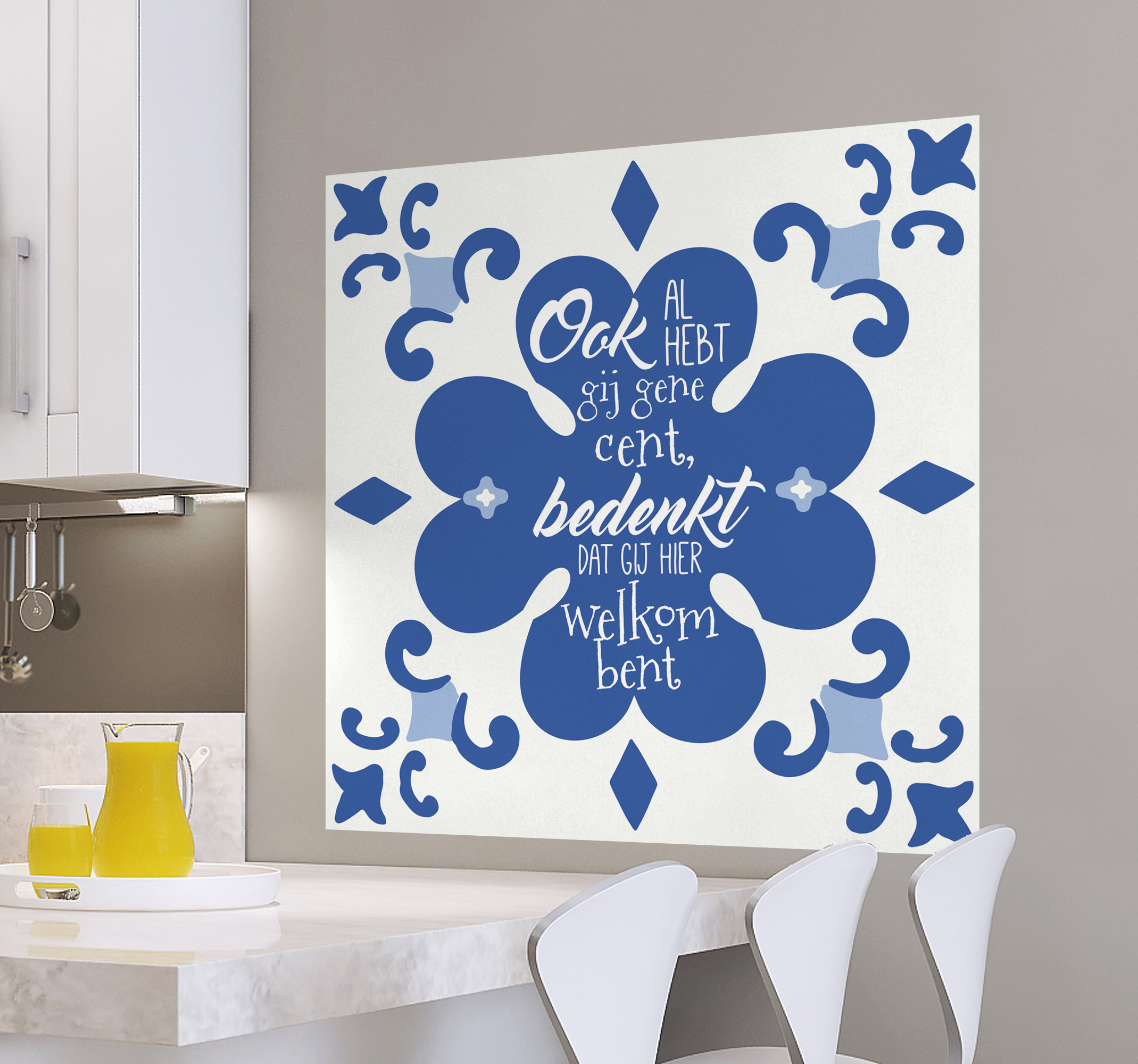 Sticker tegel delfts blauw gene cent