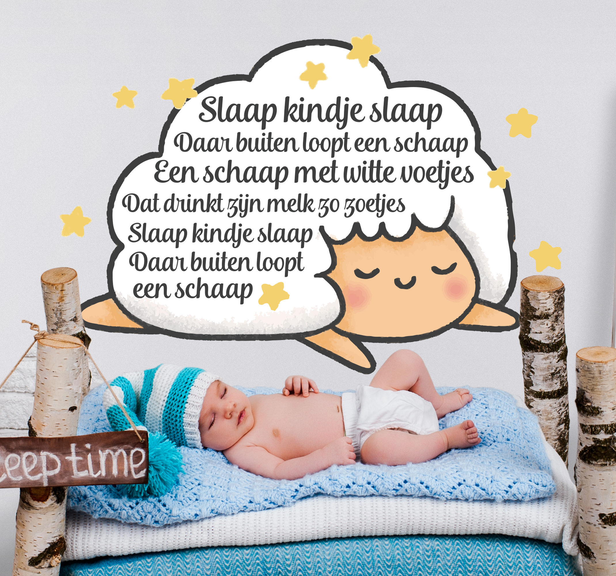 Tekst muursticker Slaap Kindje Slaap