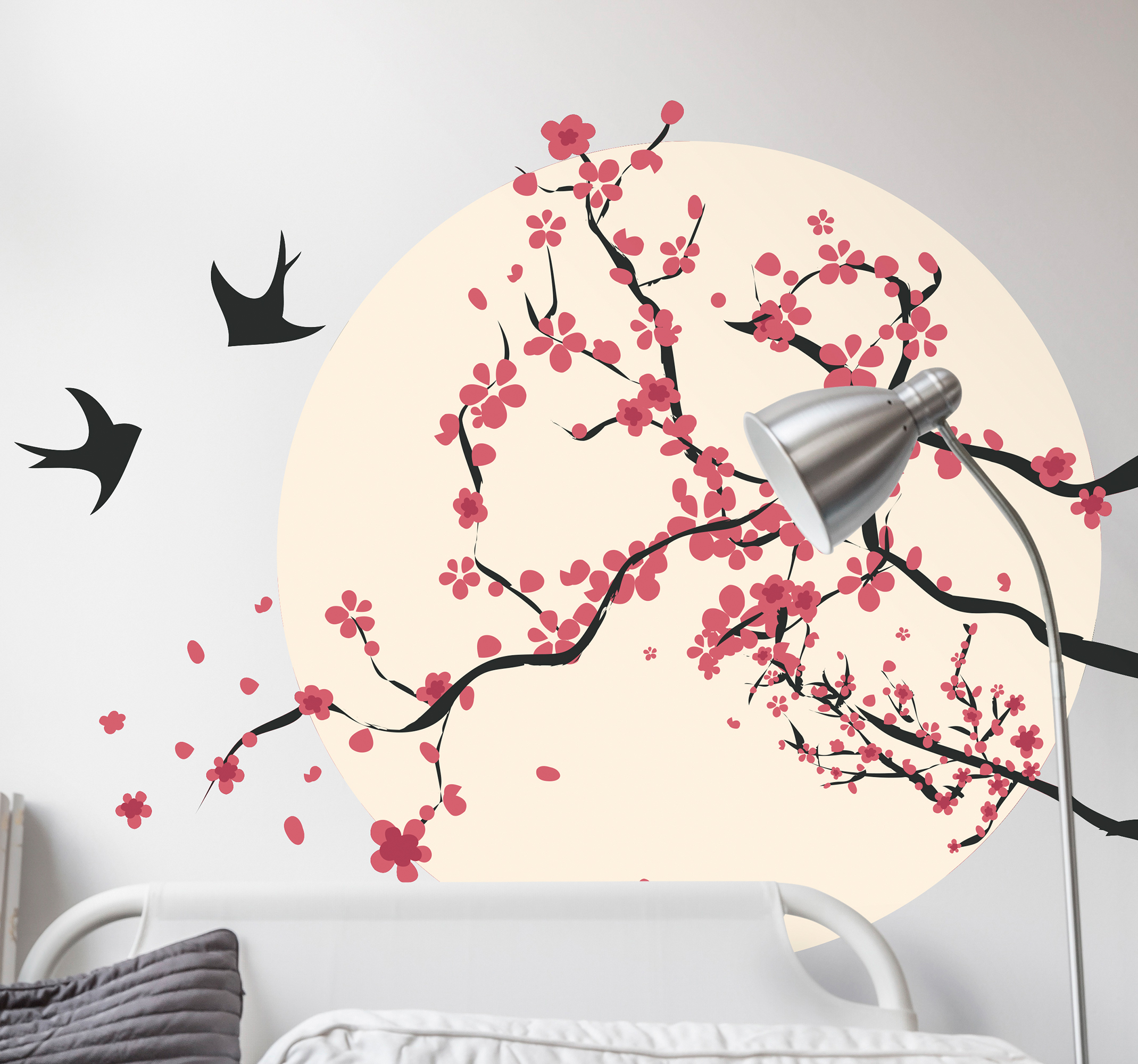 Kersenboom en vogels muursticker