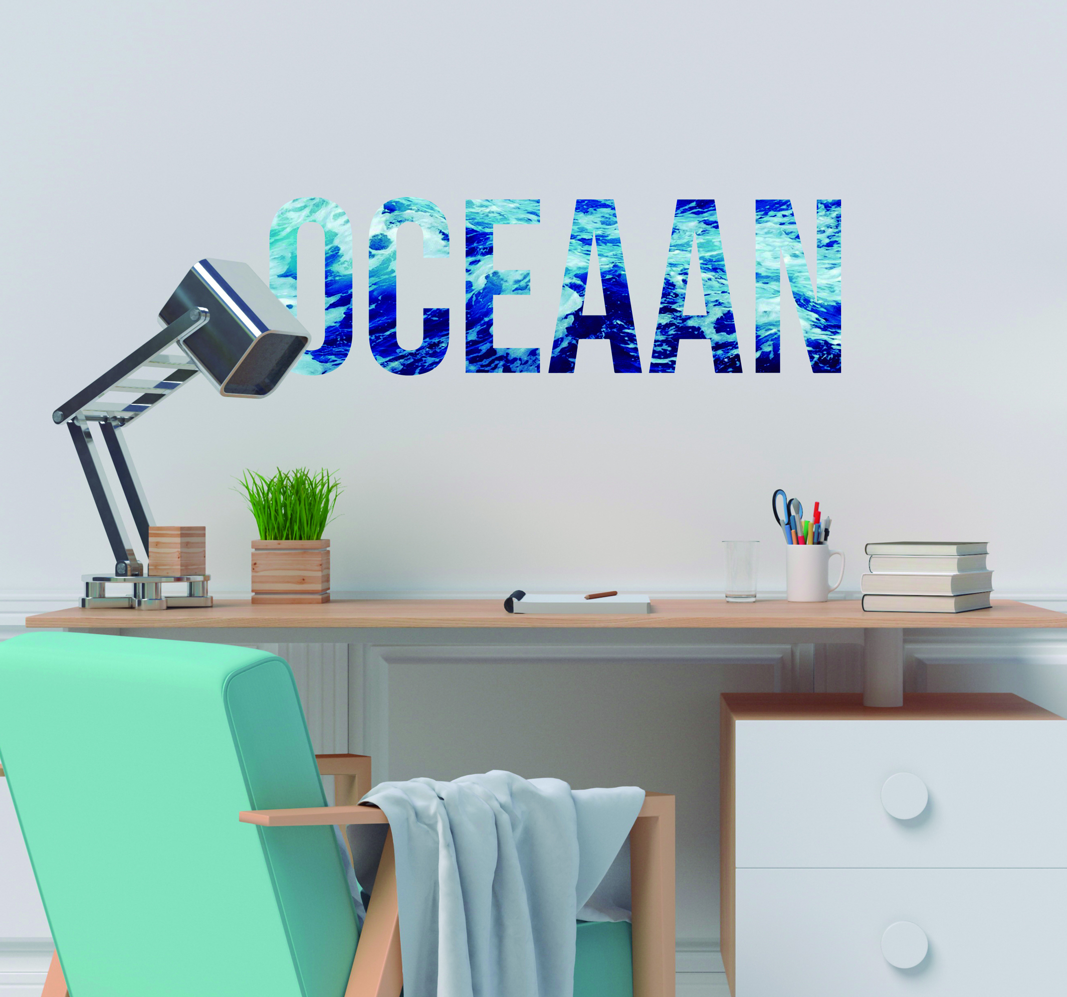 Muurstickers tekst Een oceaan