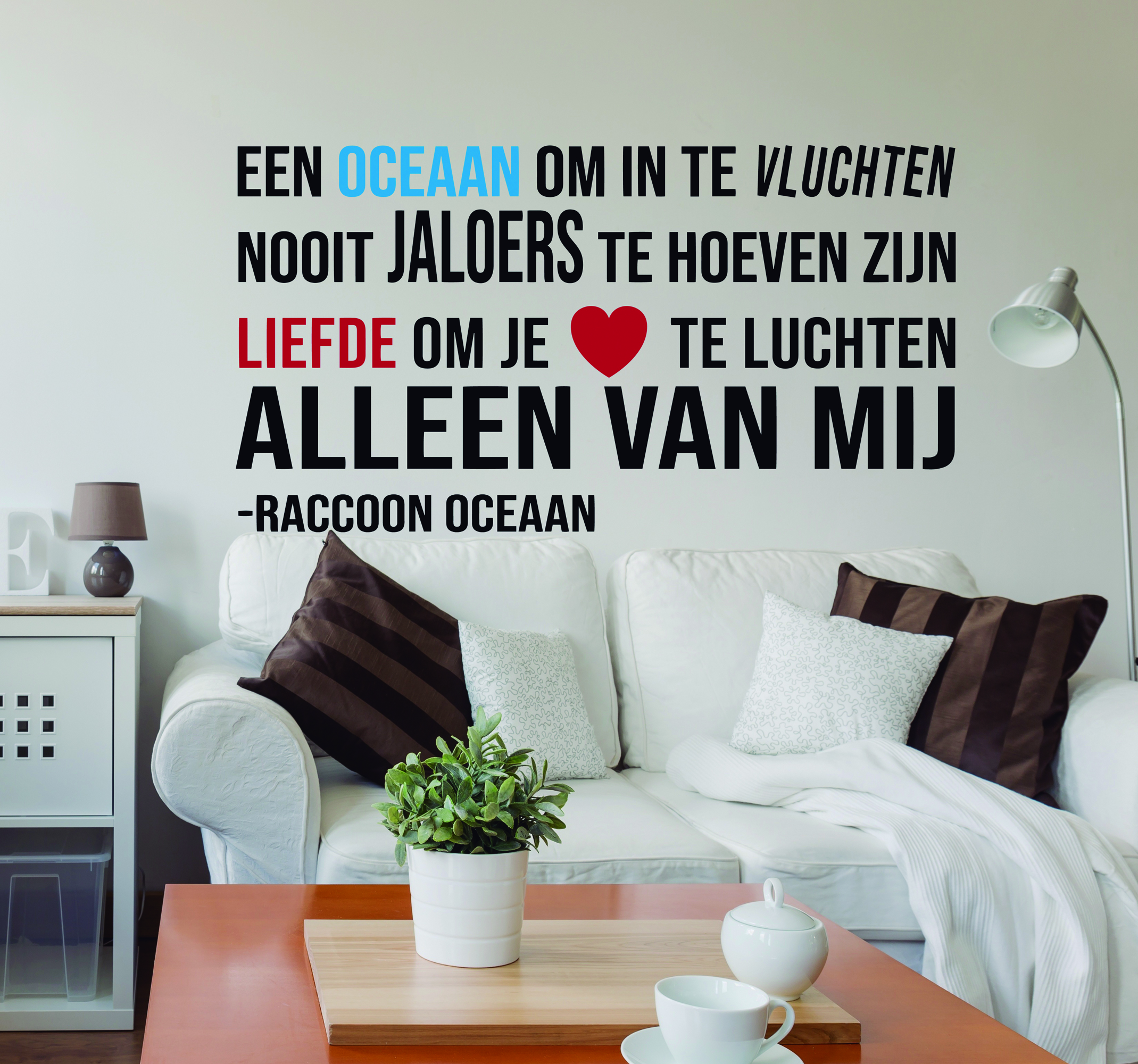 Muurstickers woonkamer Raccoon Oceaan
