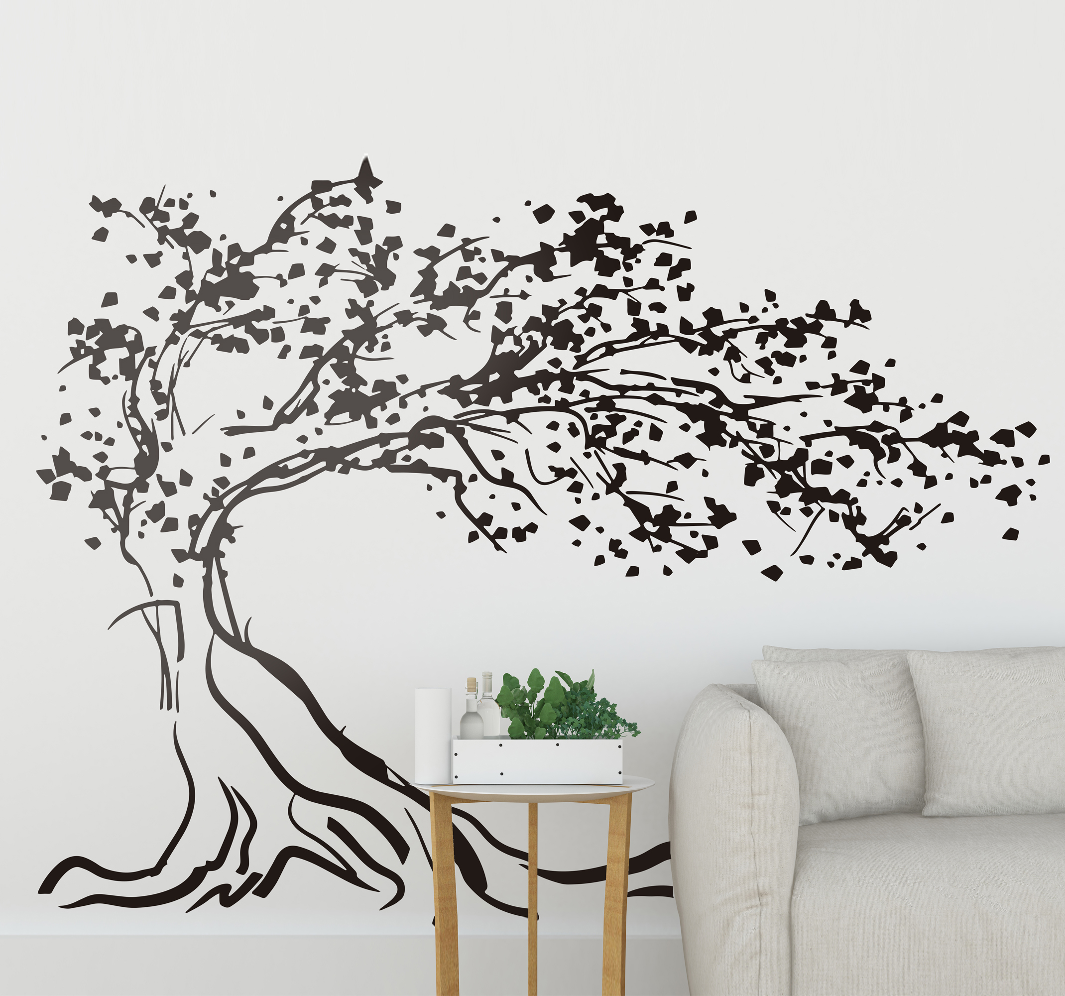 Wandsticker decoratie boom wind