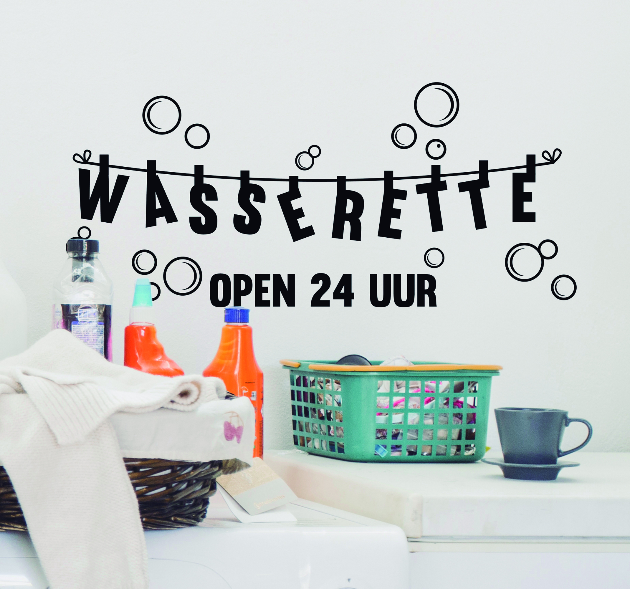 Raamstickers Wasserette waskamer